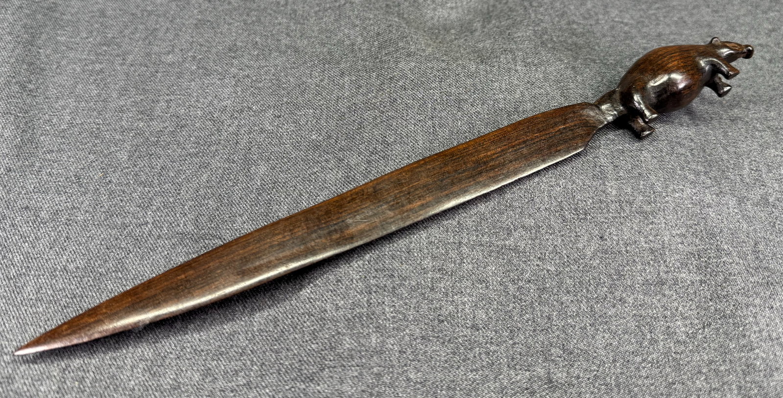 Vintage African Hand-Carved Ebony Wood Letter Opener. Aardvark handle. *L (1 of 8)