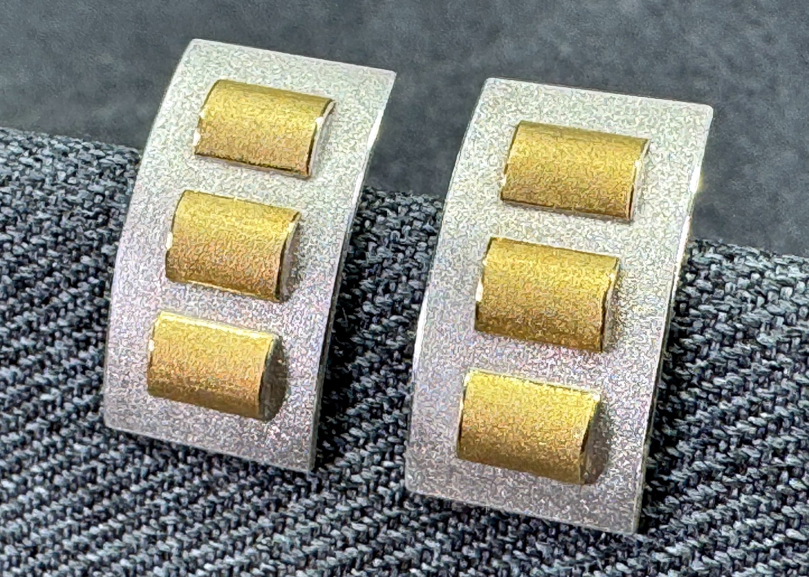 Vintage 1970s German Sparks Studio Stud Earrings. Silver & Vermeil Sterling. Unused *g (1 of 7)