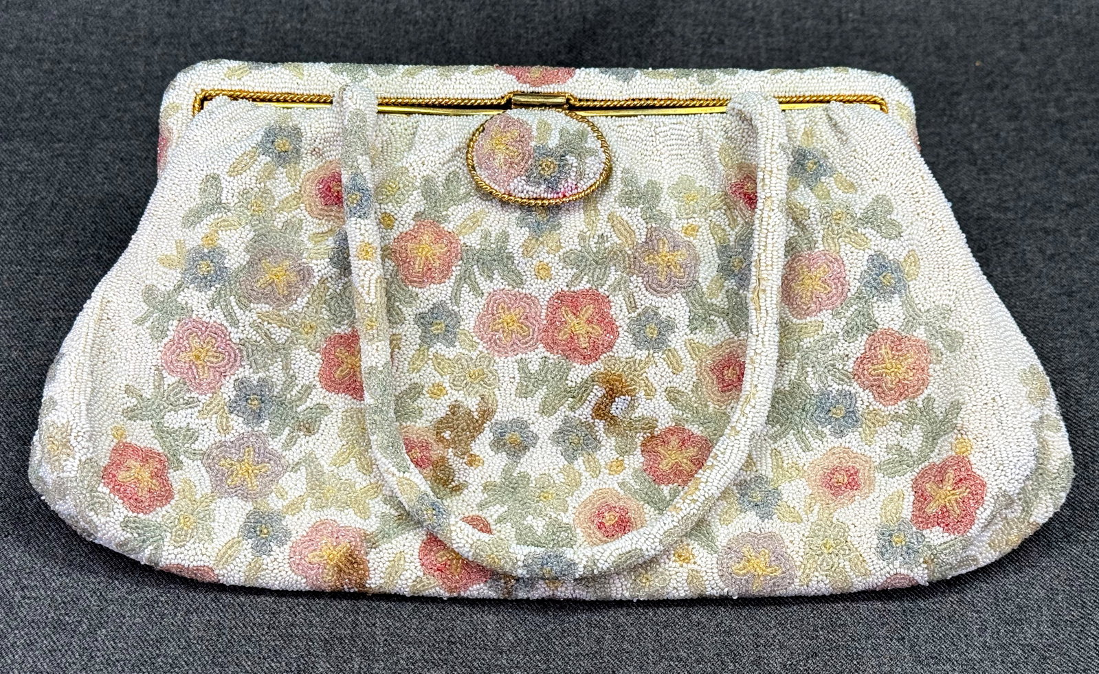 Vintage French Hand Micro-Beaded Floral Purse. Spritzer & Fuhrmann *i (1 of 13)