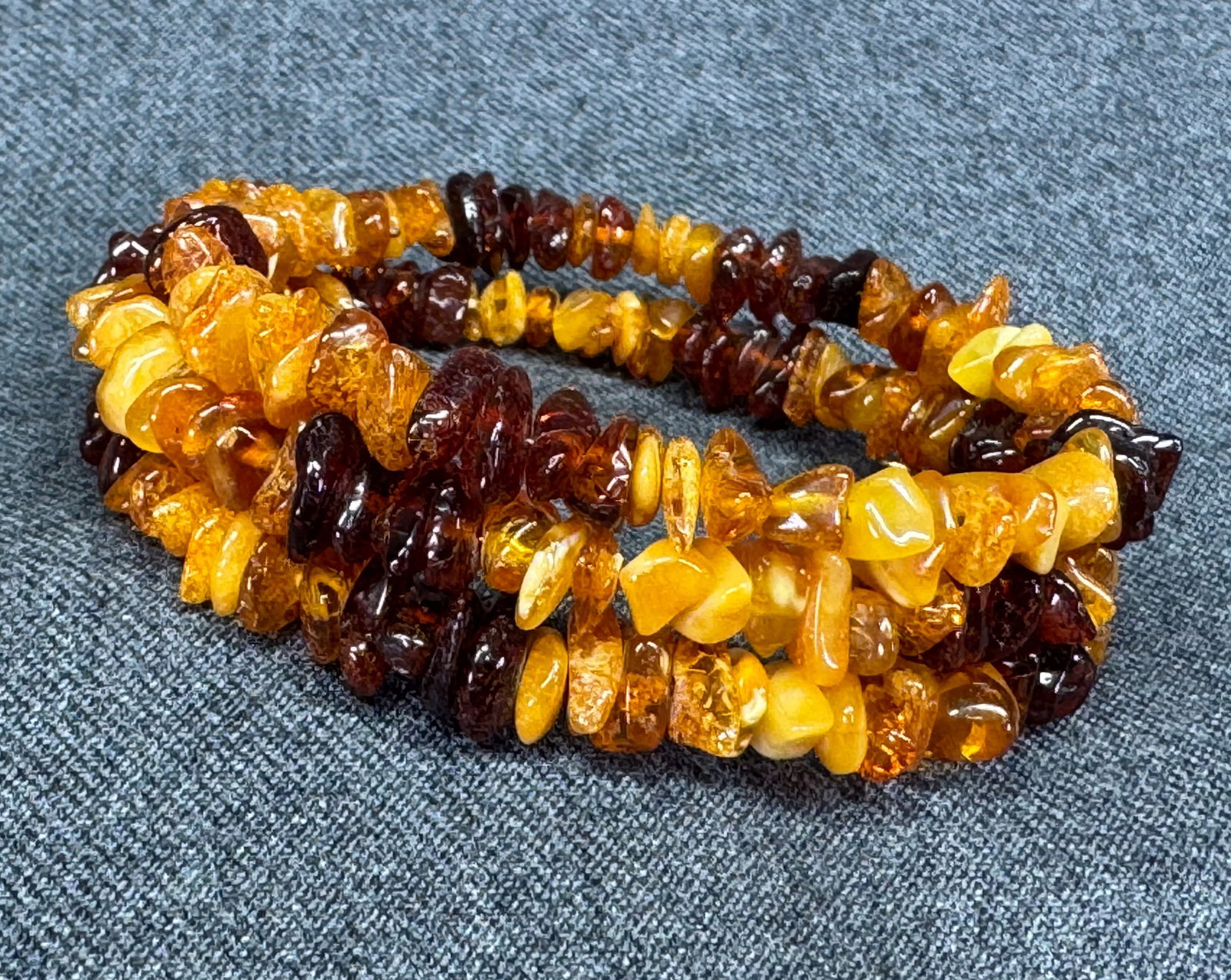Vintage Artisan Multicolor Baltic Amber Chips Wired Wrap Bracelet. *i (1 of 9)