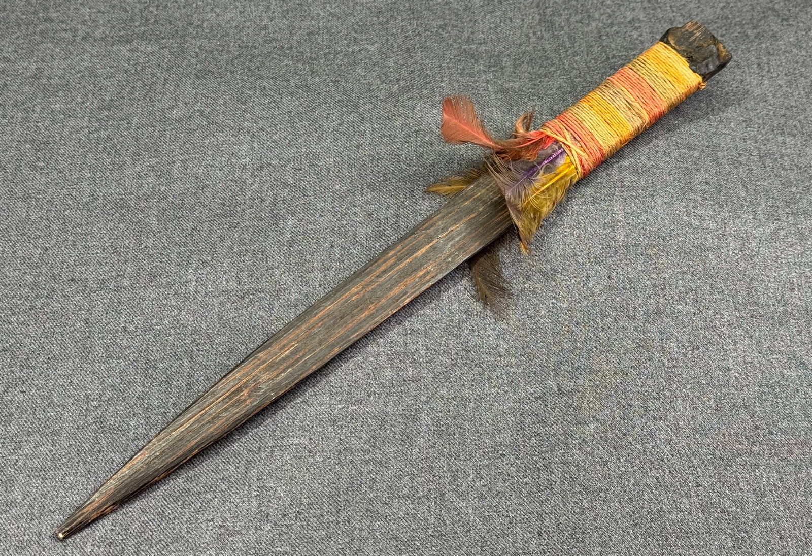 Amazonian Shuar Dagger. Chonta wood, feathers, fiber. *i (1 of 8)