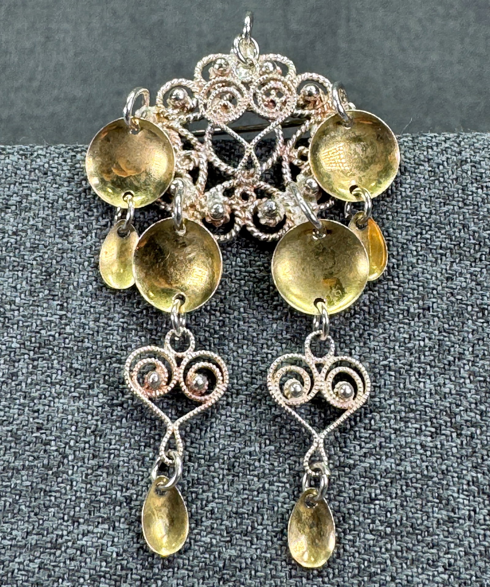 Vintage Norwegian 830S Silver Filigree Sølje Brooch Pin. *K