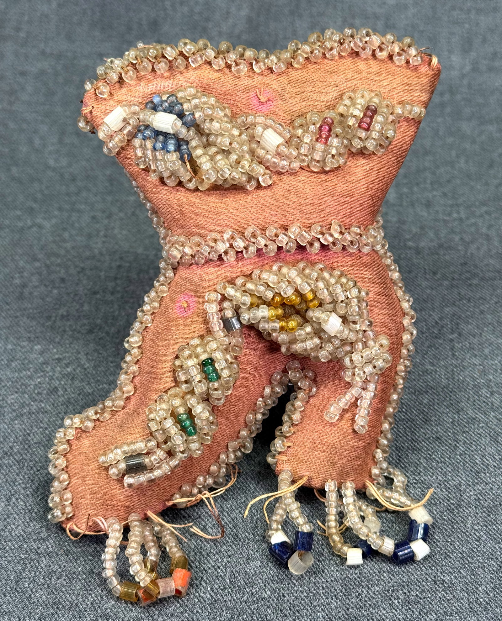 Antique 1900 Iroquois Beaded Boot Whimsey Native American Pincushion Pocket *i (1 of 8)