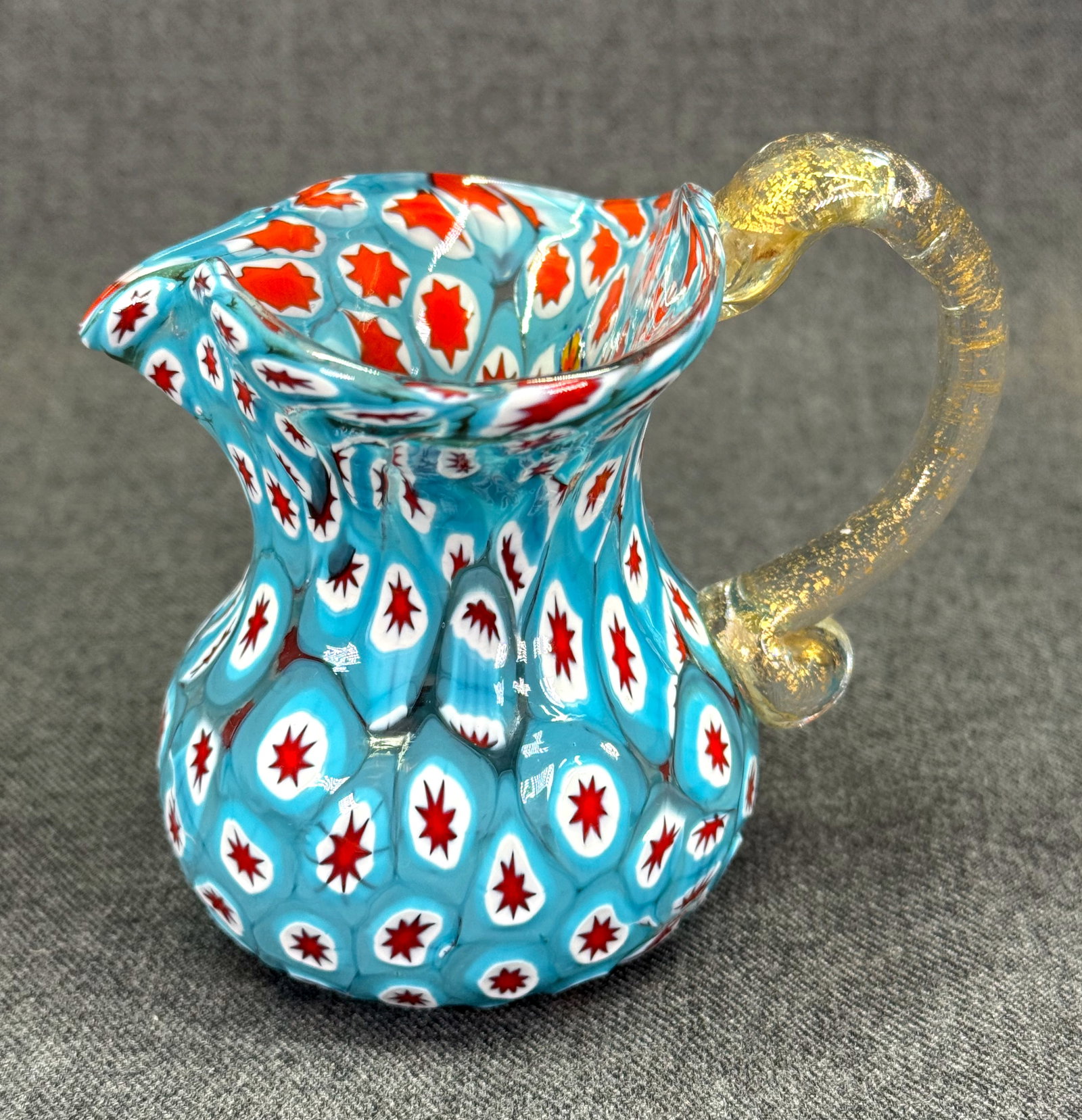 Vintage Fratelli Toso Murano Millefiori Glass Miniature Pitcher Jug. *g (1 of 9)