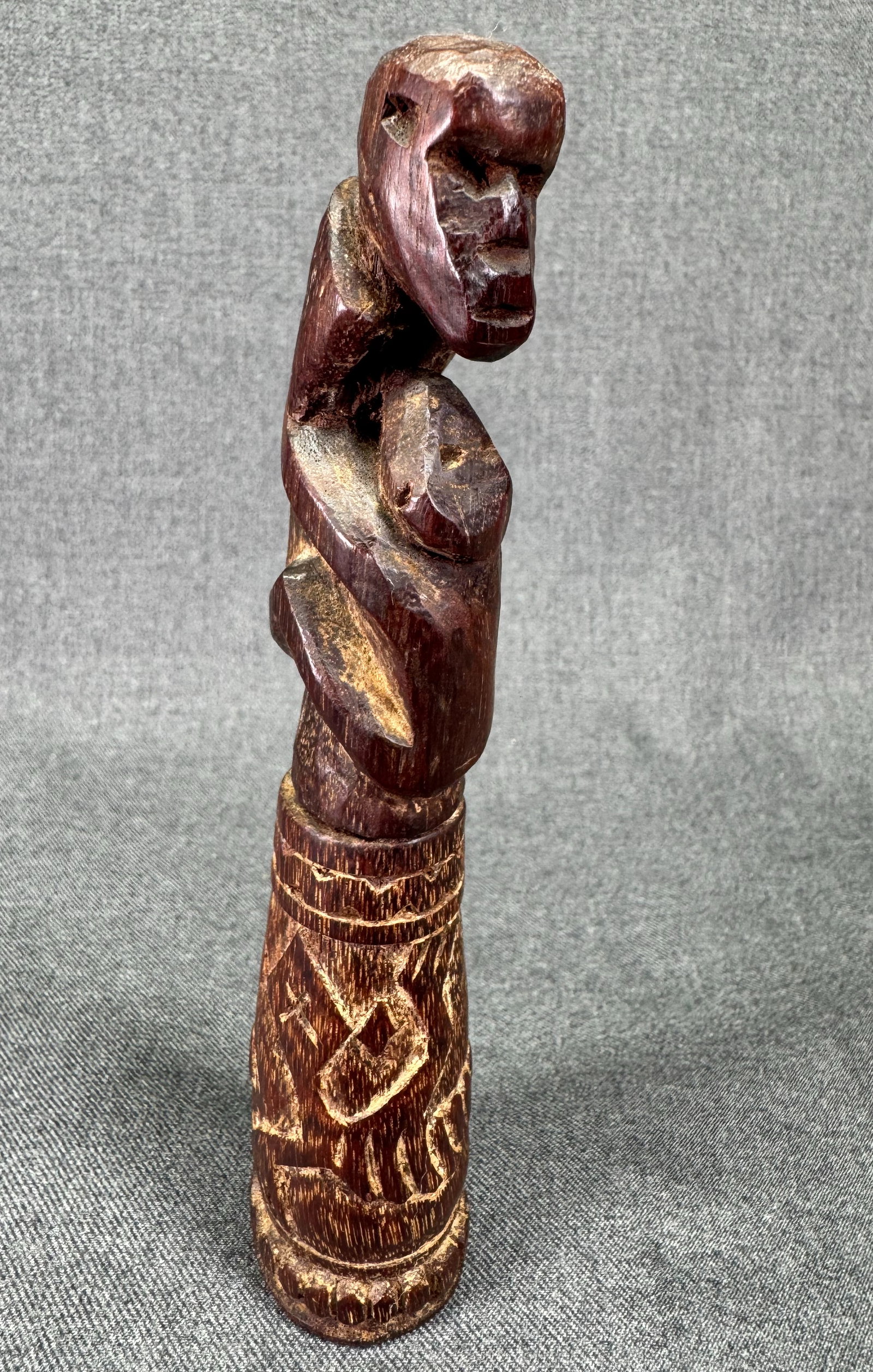 Timor Indonesia Lime Container. Carved and decorated wood *c