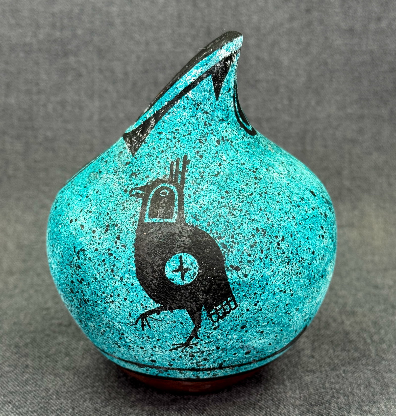 Ralph Aragon Zia Pueblo Art Pottery Turquoise Mimbres Birds Vessel. (1 of 9)