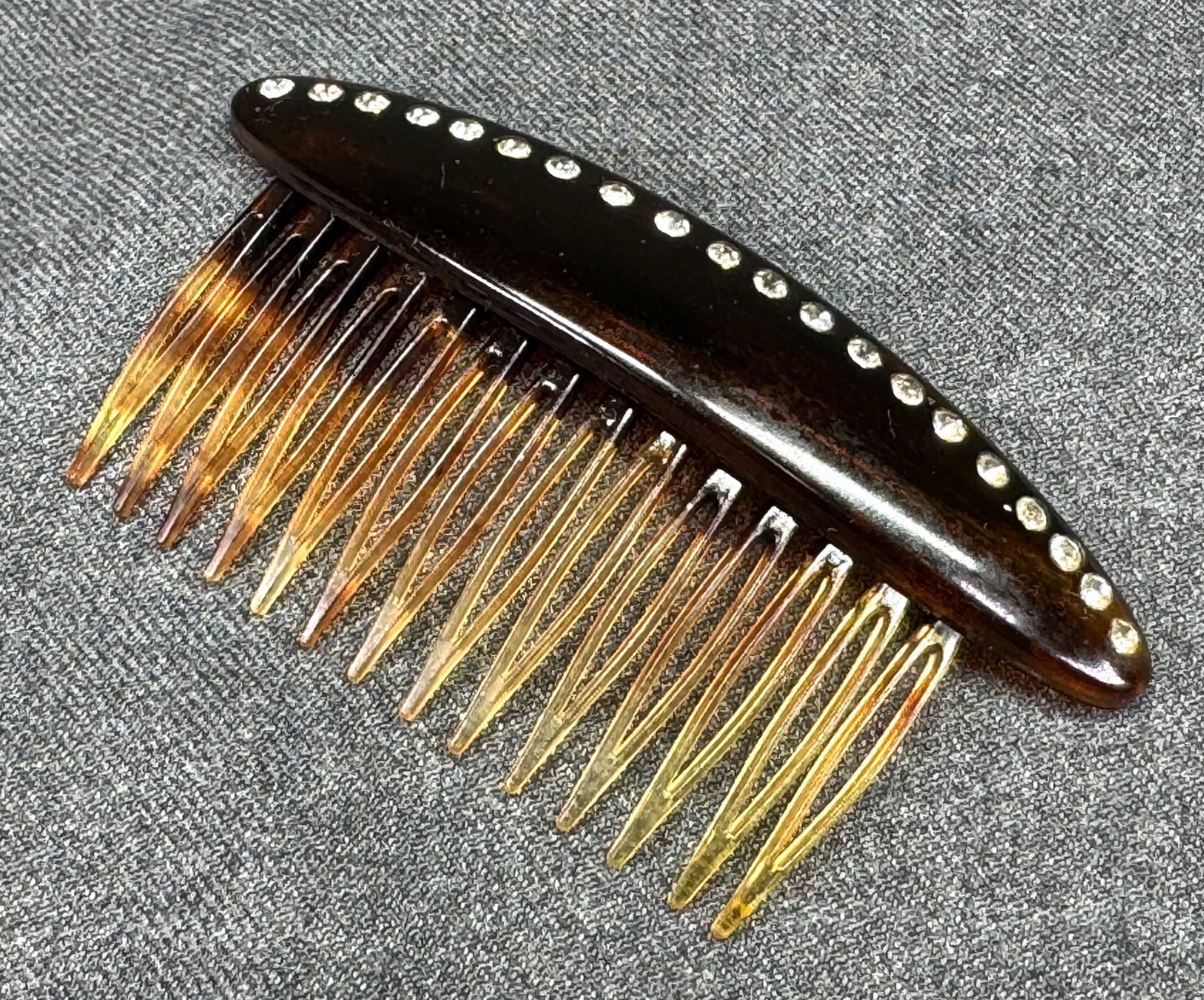 Vintage French Encrusted Rhinestones Celluloid Hair Comb. *i (1 of 5)