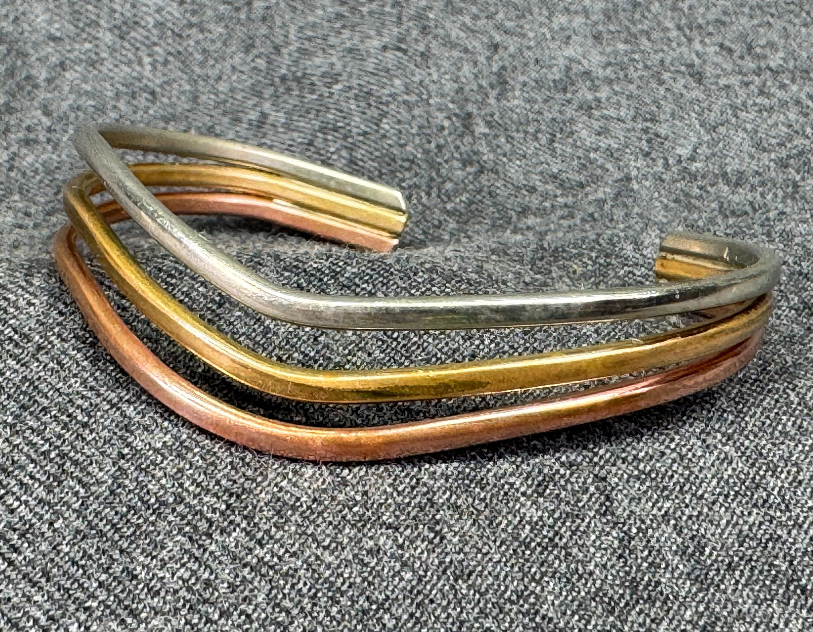 Vintage 80s Sergio Lub California Mixed Metal Wavy Cuff Bracelet. *K (1 of 9)