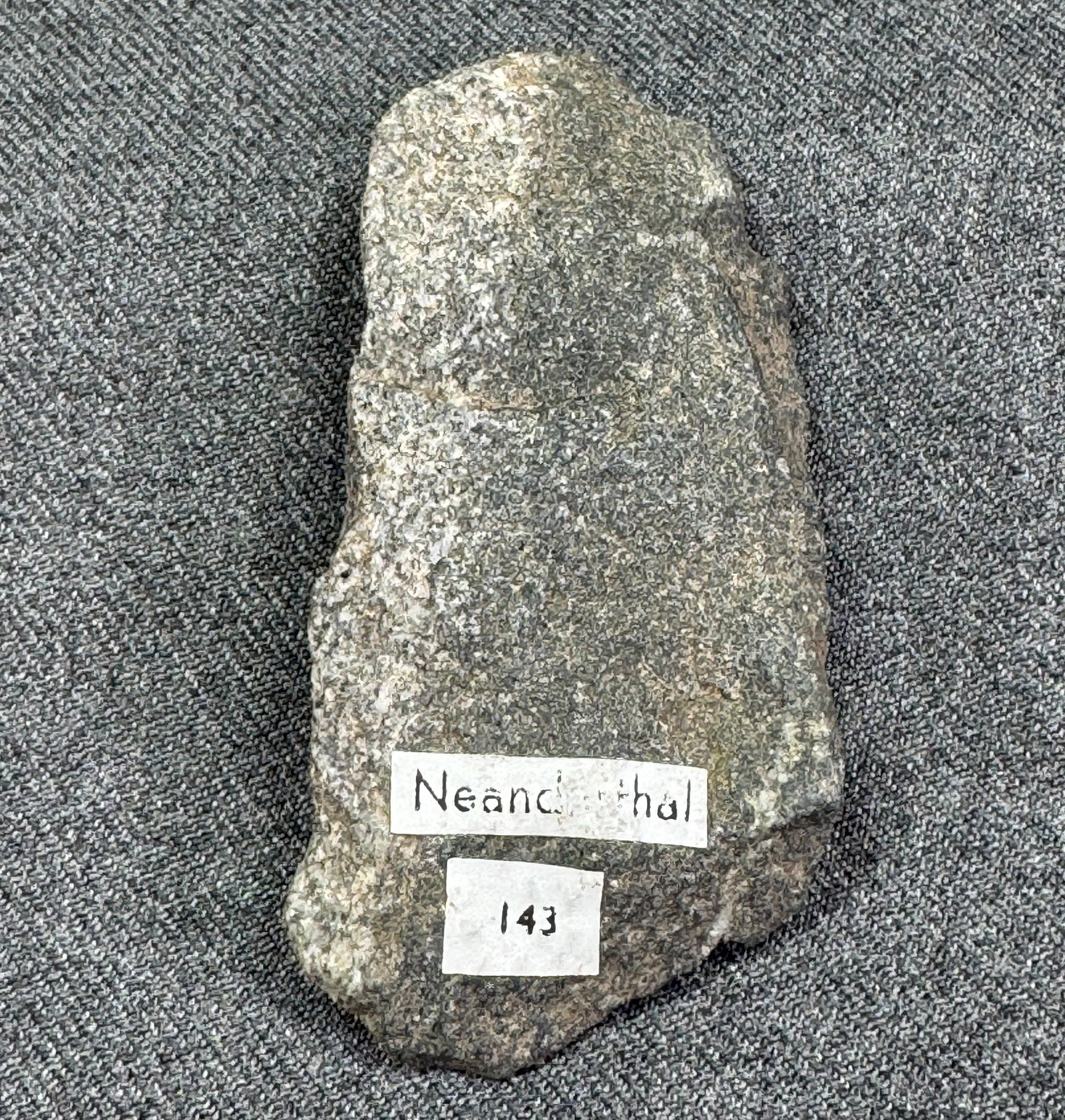 European Paleolithic Mousterian Stone Tool. Old paper labels