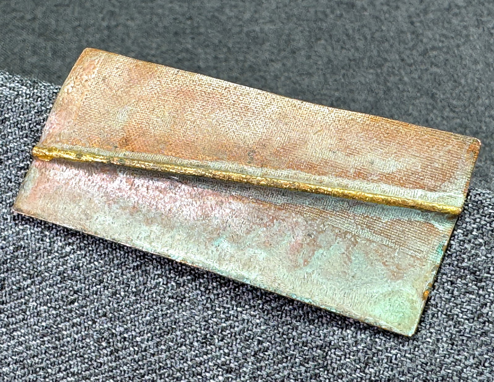 Vintage Modernist Art Studio Textured Bronze Brooch Pin. *K