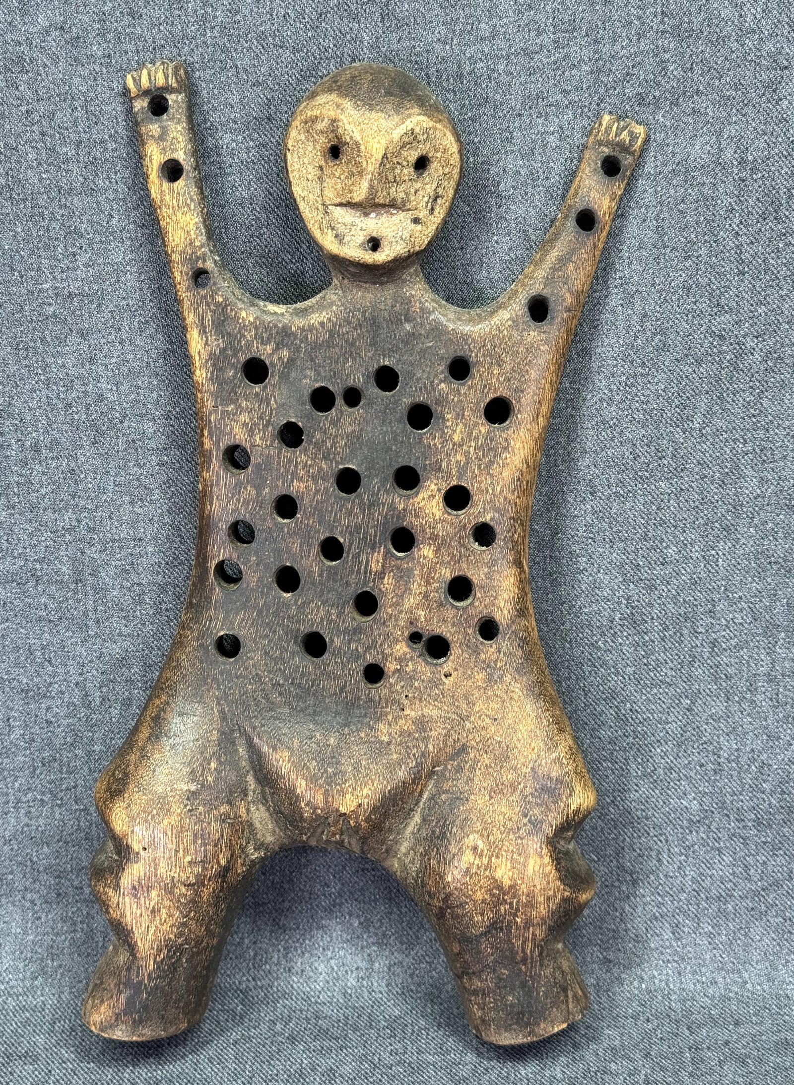 African Lega DRC Kasangala / Katanda Figure. Carved wood, pigment.