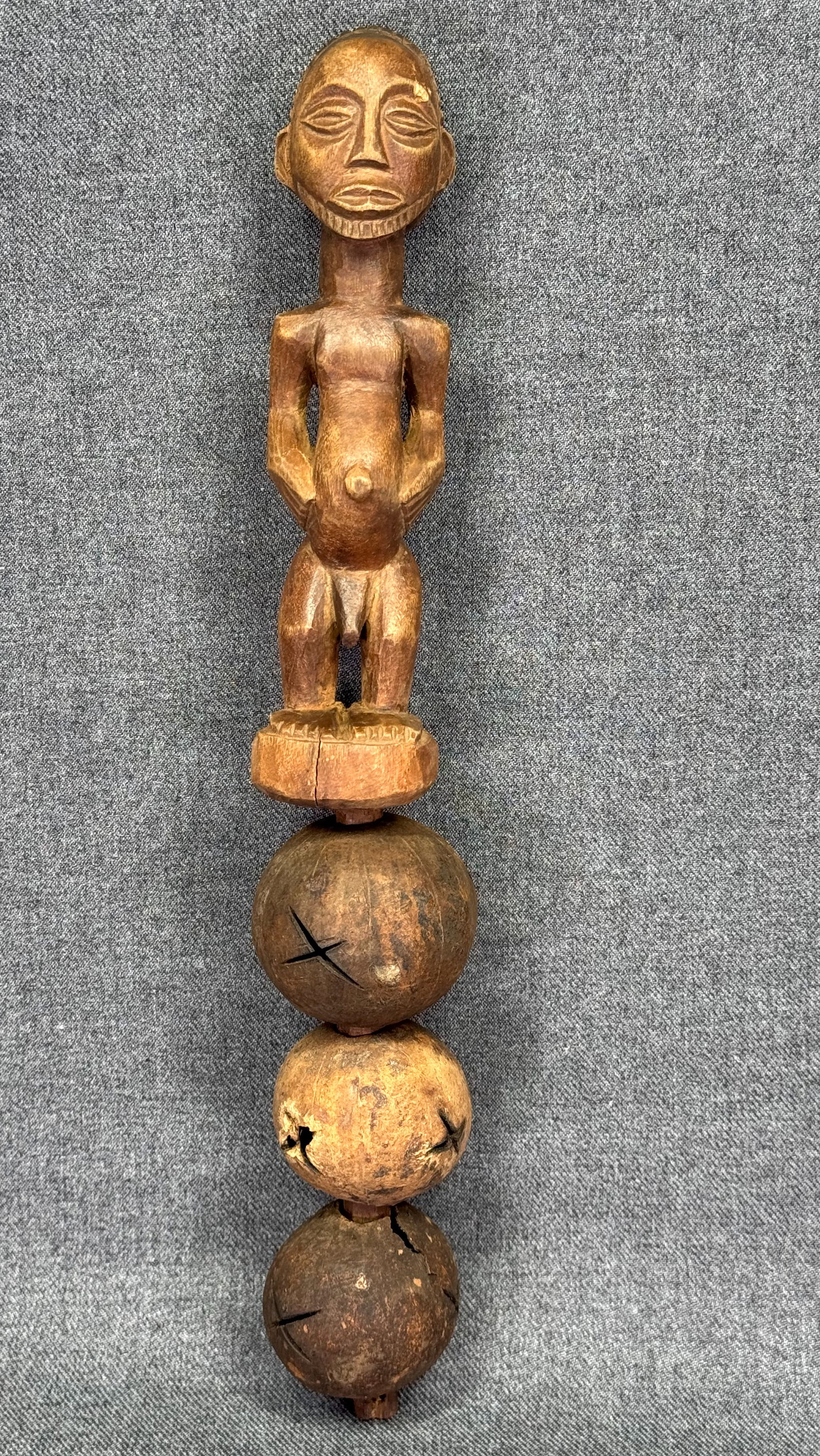 African Luba Hemba DRC Munyenga Divination Rattle.