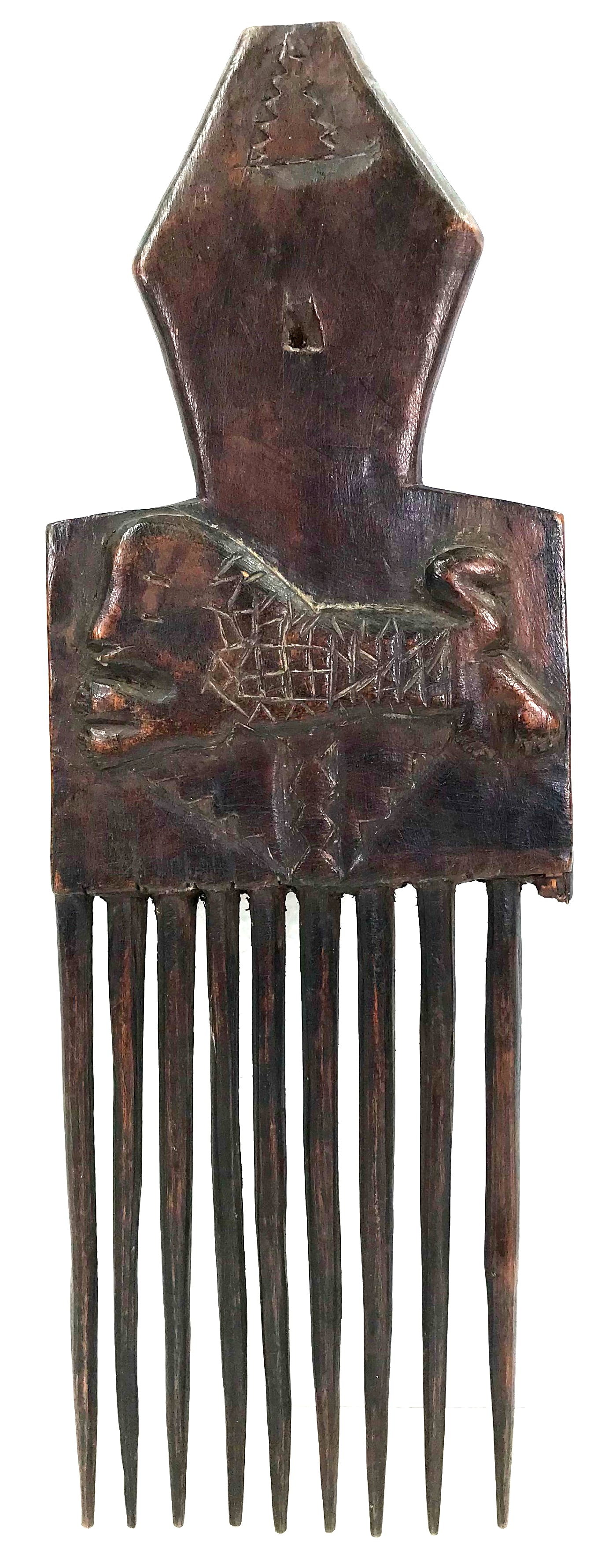 African Chokwe DRC Large Hair Comb