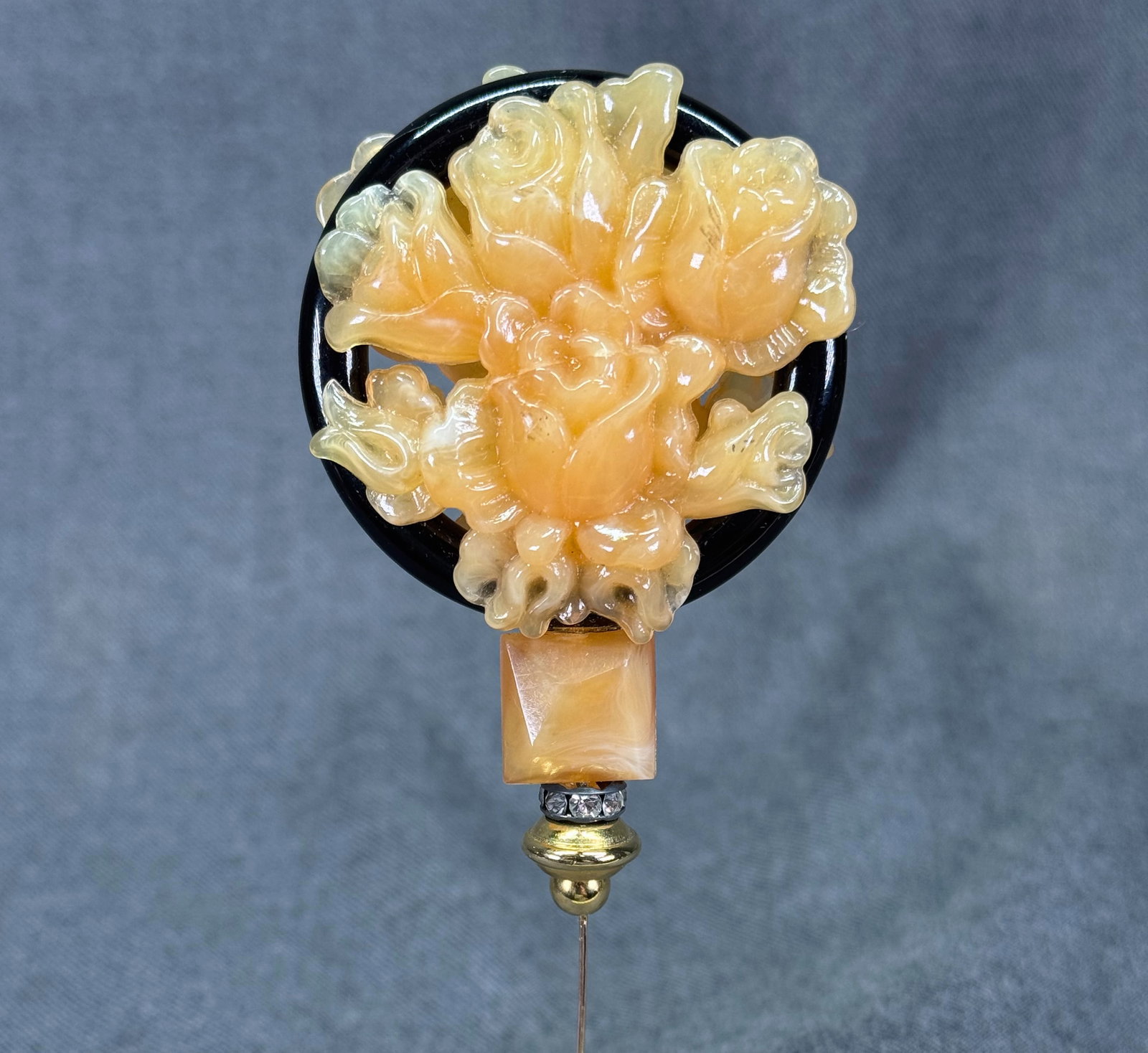 Vintage 1980s Plastic Double Sided Floral Large Stick Pin (1 of 7)
