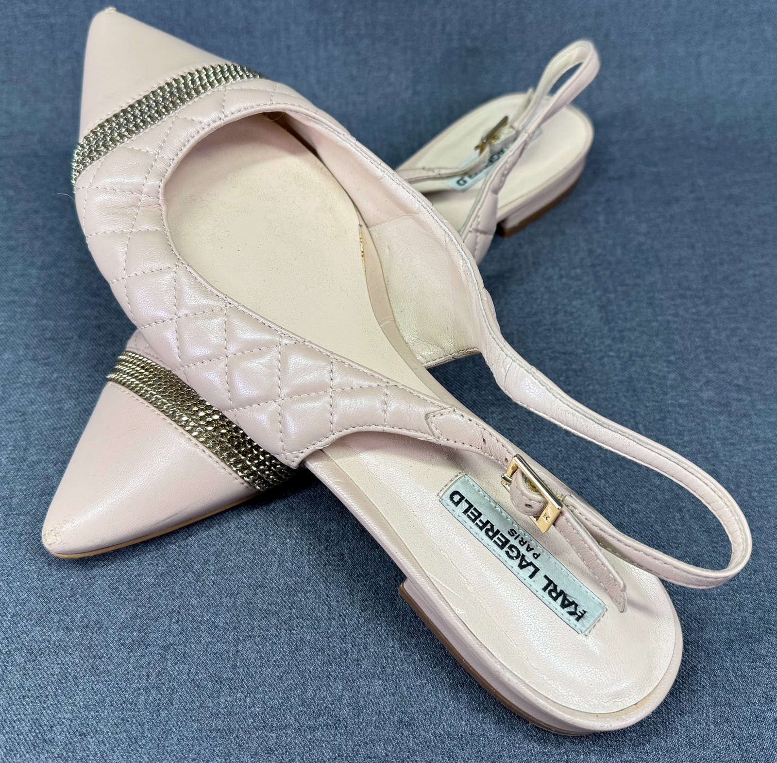 Nude Karl Lagerfield Paris Flats Shoes *c (1 of 9)