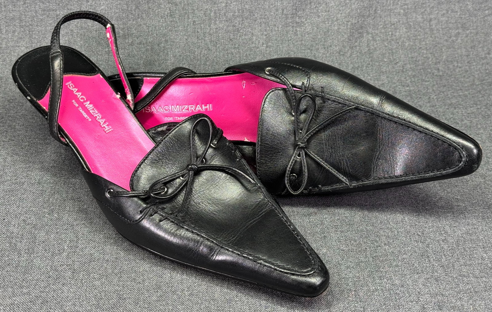 Isaac Mizrahi Target BlackLeather Slingback Kitten Heels Marisa *c (1 of 11)