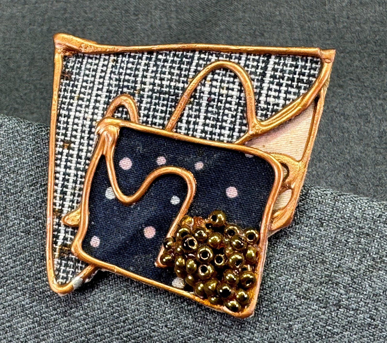 Vintage 1989 Jacky F Signed Mixed Midead Wearable Art Pin Brooch *K