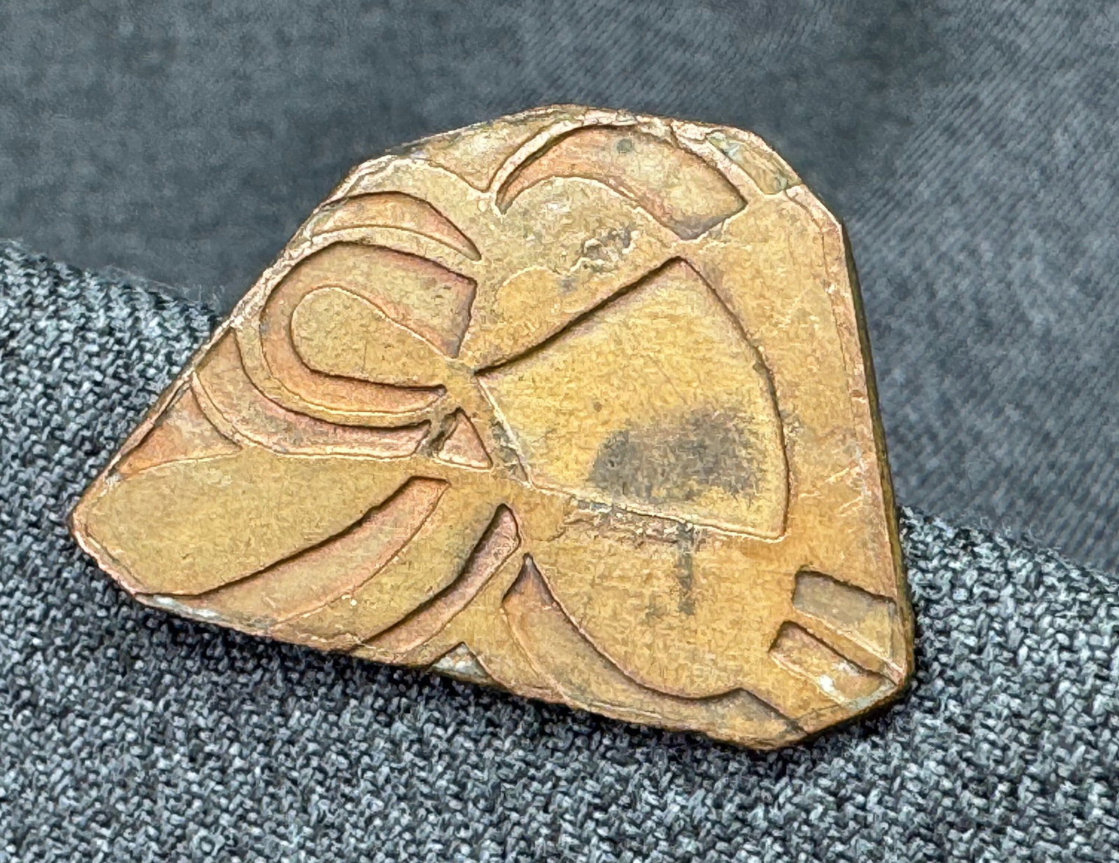 Vintage MCM L. Tarachas etched copper bug brooch pin
