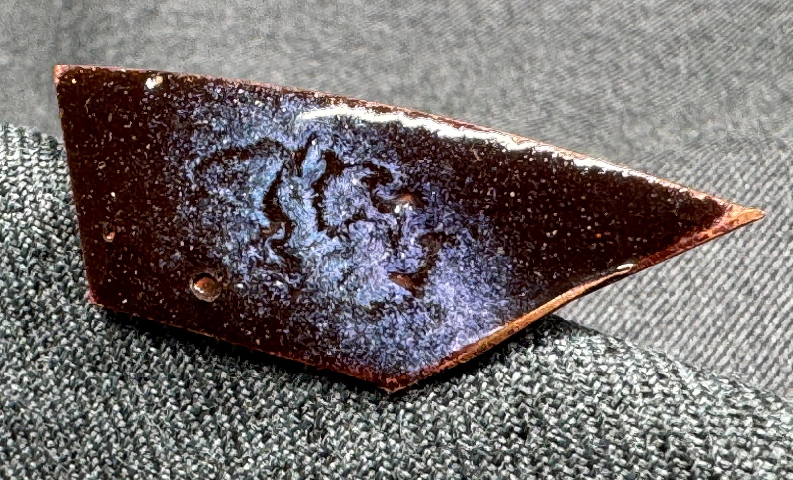 Vintage MCM L. Tarachas enamel on copper lilac in brown brooch pin: IN HOUSE FLAT SHIPPING & HANDLING COST WITHIN ALL THE U.S. : $7 To bypass LiveShipping, and use our In-House shipping service for $7 or shipping combined for multiple lots, please select “Arrang