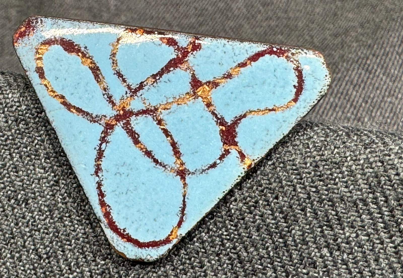 Vintage MCM L. Tarachas enamel on copper scribble in turquoise brooch pin: IN HOUSE FLAT SHIPPING & HANDLING COST WITHIN ALL THE U.S. : $7 To bypass LiveShipping, and use our In-House shipping service for $7 or shipping combined for multiple lots, please select “Arrang