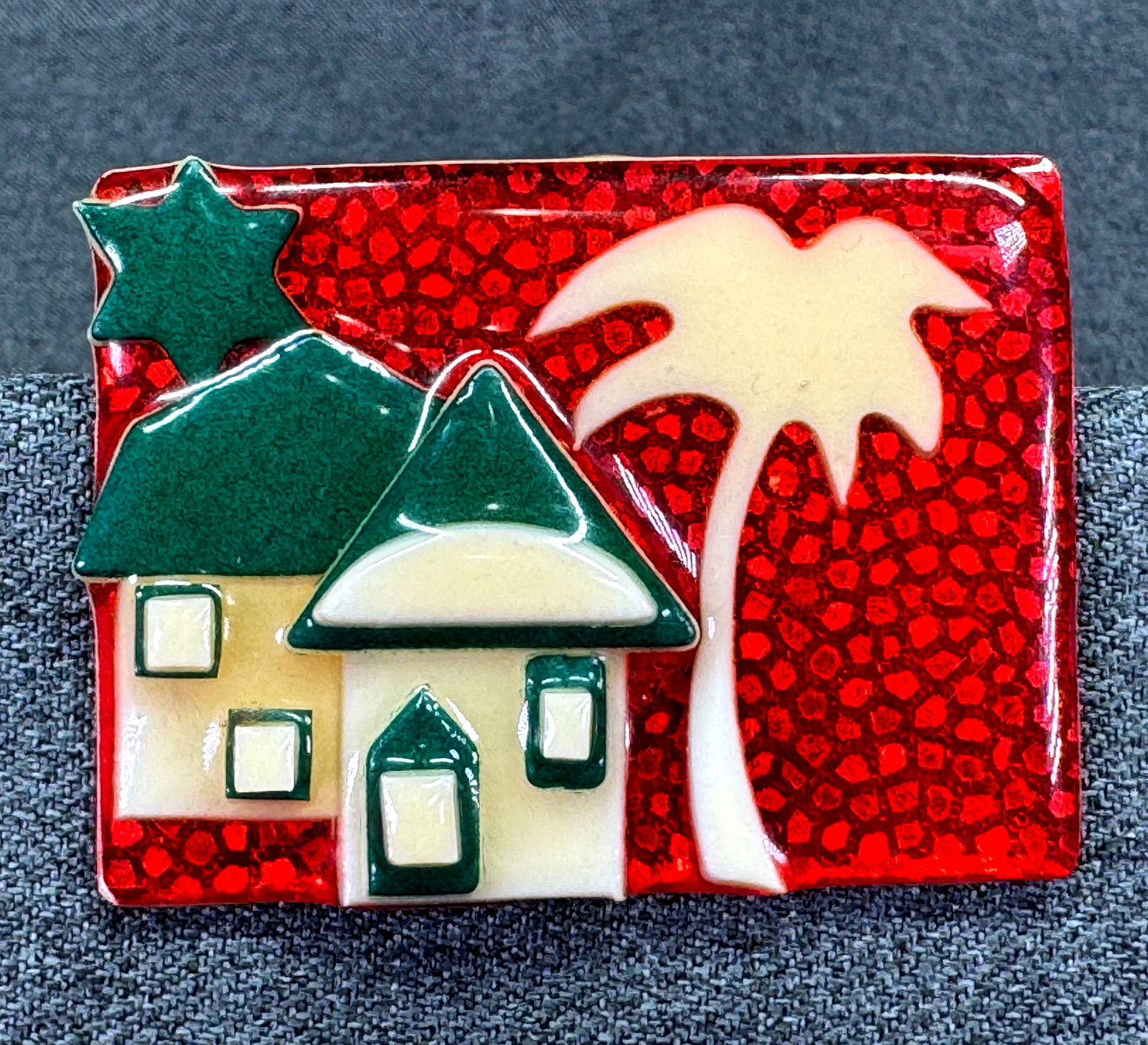 Vintage House Pins by Lucinda Yates Tropical Pin Brooch. Palm Tree & Star .*K (1 of 4)