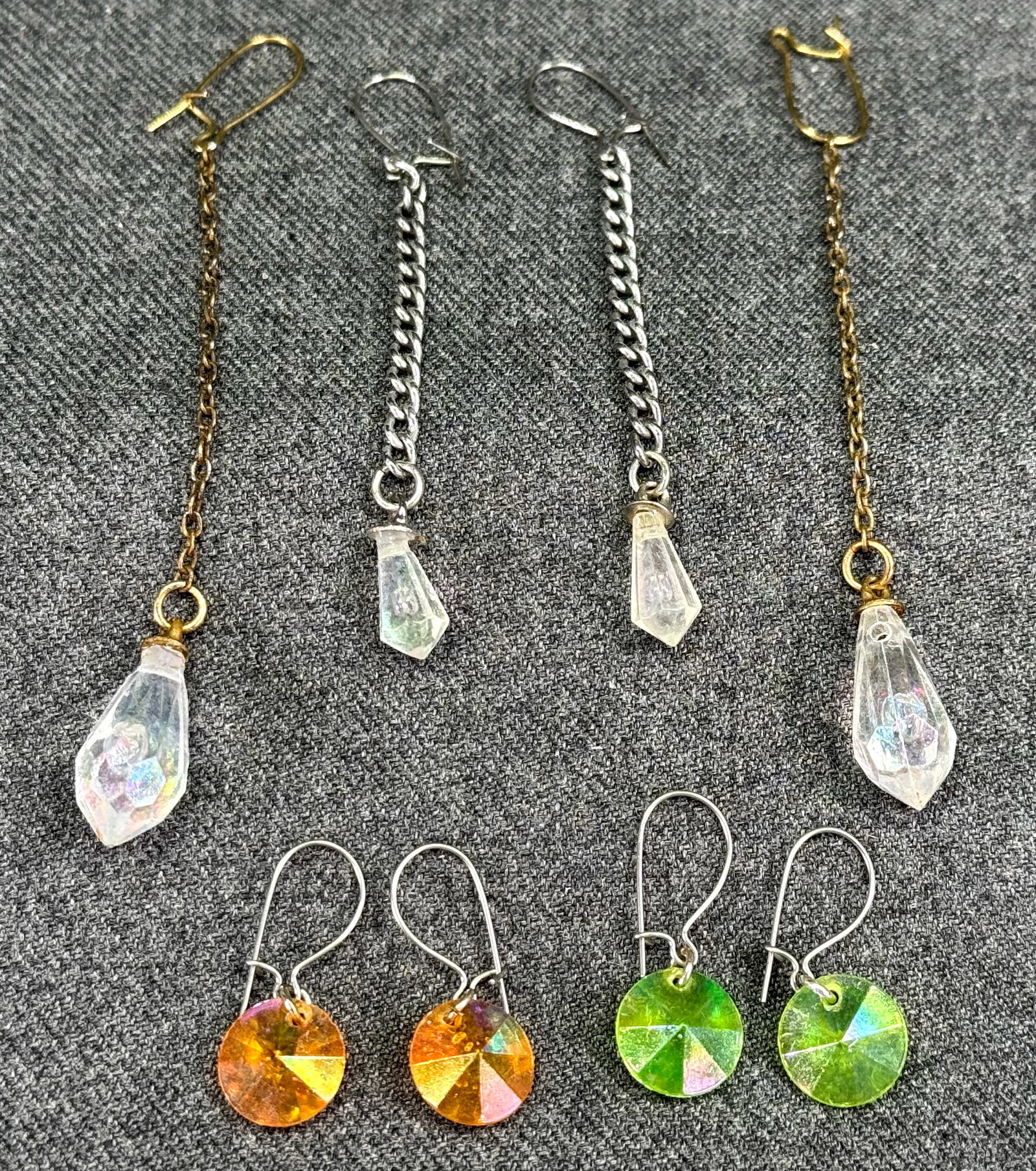 Vintage assorted AB plastic beads dangle hook earrings. Lot of 4: IN HOUSE FLAT SHIPPING & HANDLING COST WITHIN ALL THE U.S. : $7 To bypass LiveShipping, and use our In-House shipping service for $7 or shipping combined for multiple lots, please select “Arrang