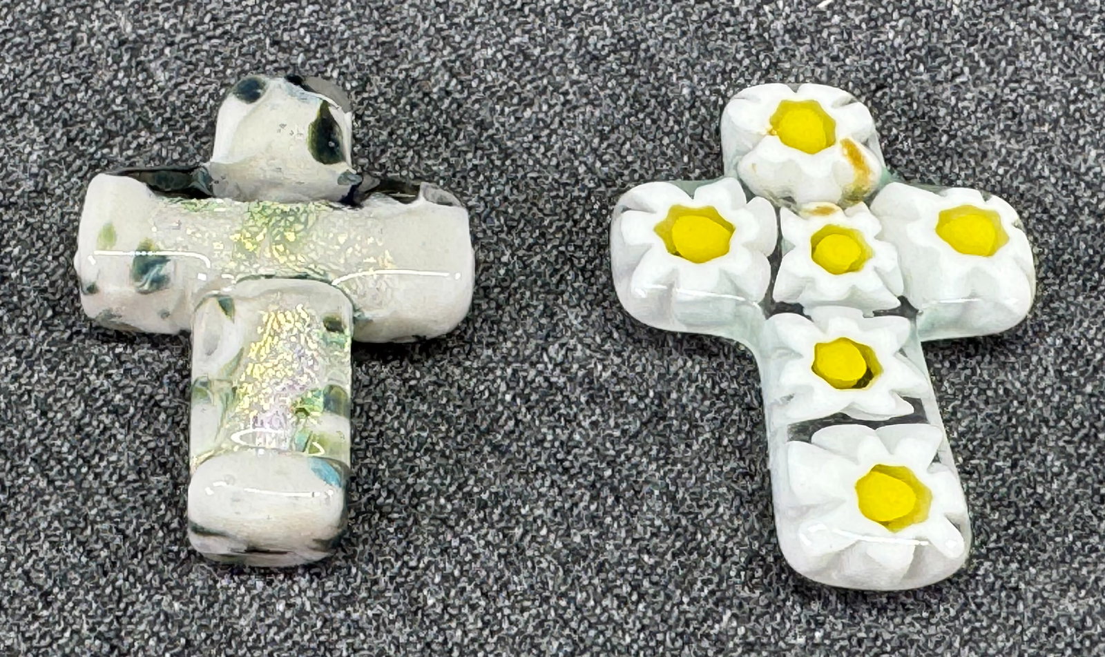 Vintage Murano Millefiori & Fussed Glass Pocket Crosses.