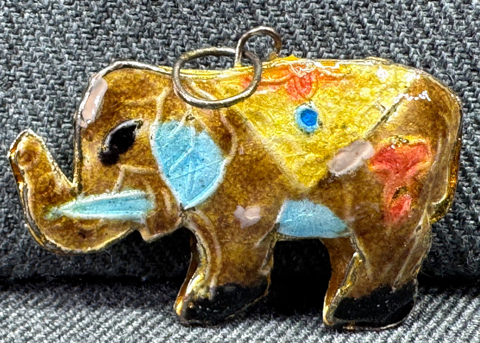 Vintage cloisonne enamel elephant pendant