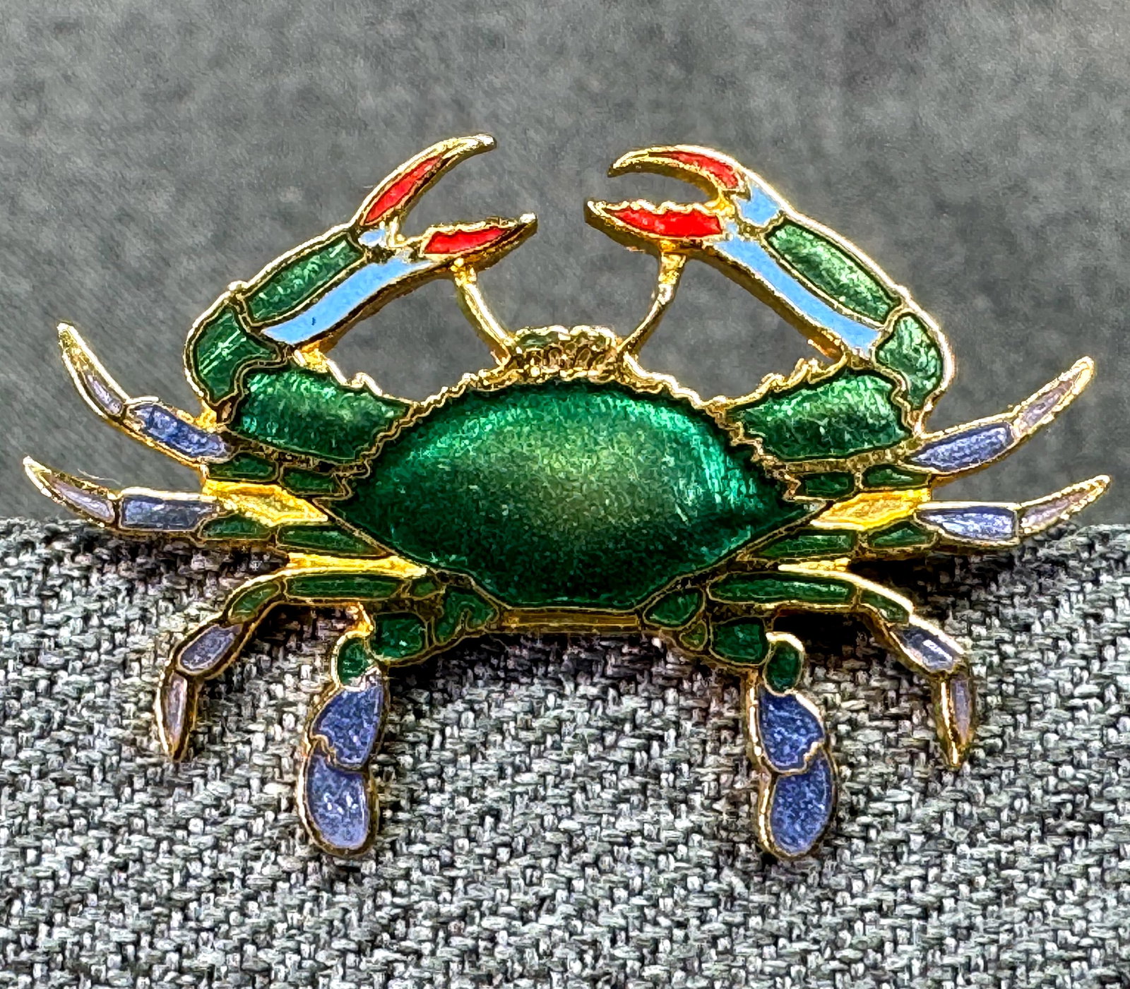 Vintage William Spear Enamel Blue Crab Pin Brooch. 1986 Signed *K