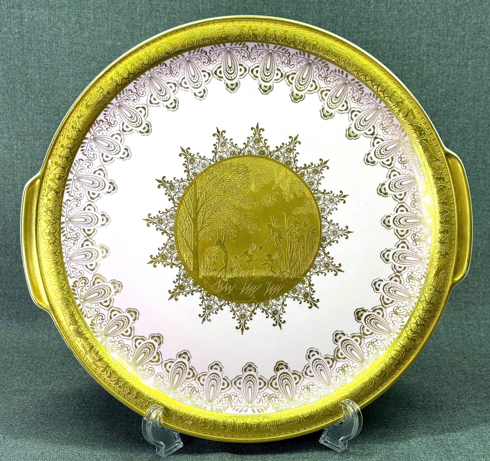 Vintage Hutschenreuther Bavaria Gold Encrusted Fairy Porcelain Platter .*K (1 of 7)
