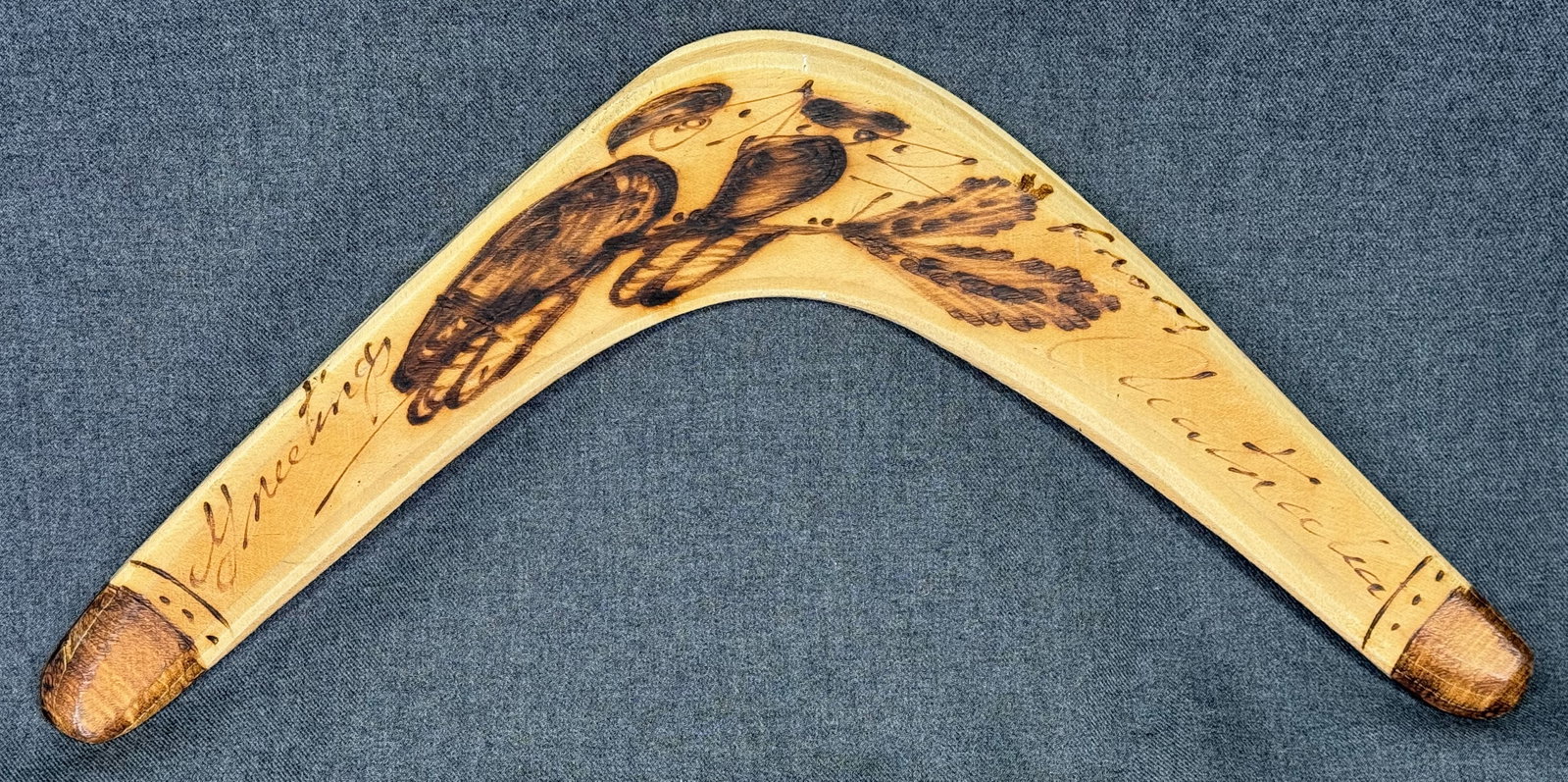 Australian Boomerang. Carved and decorated wood. *c