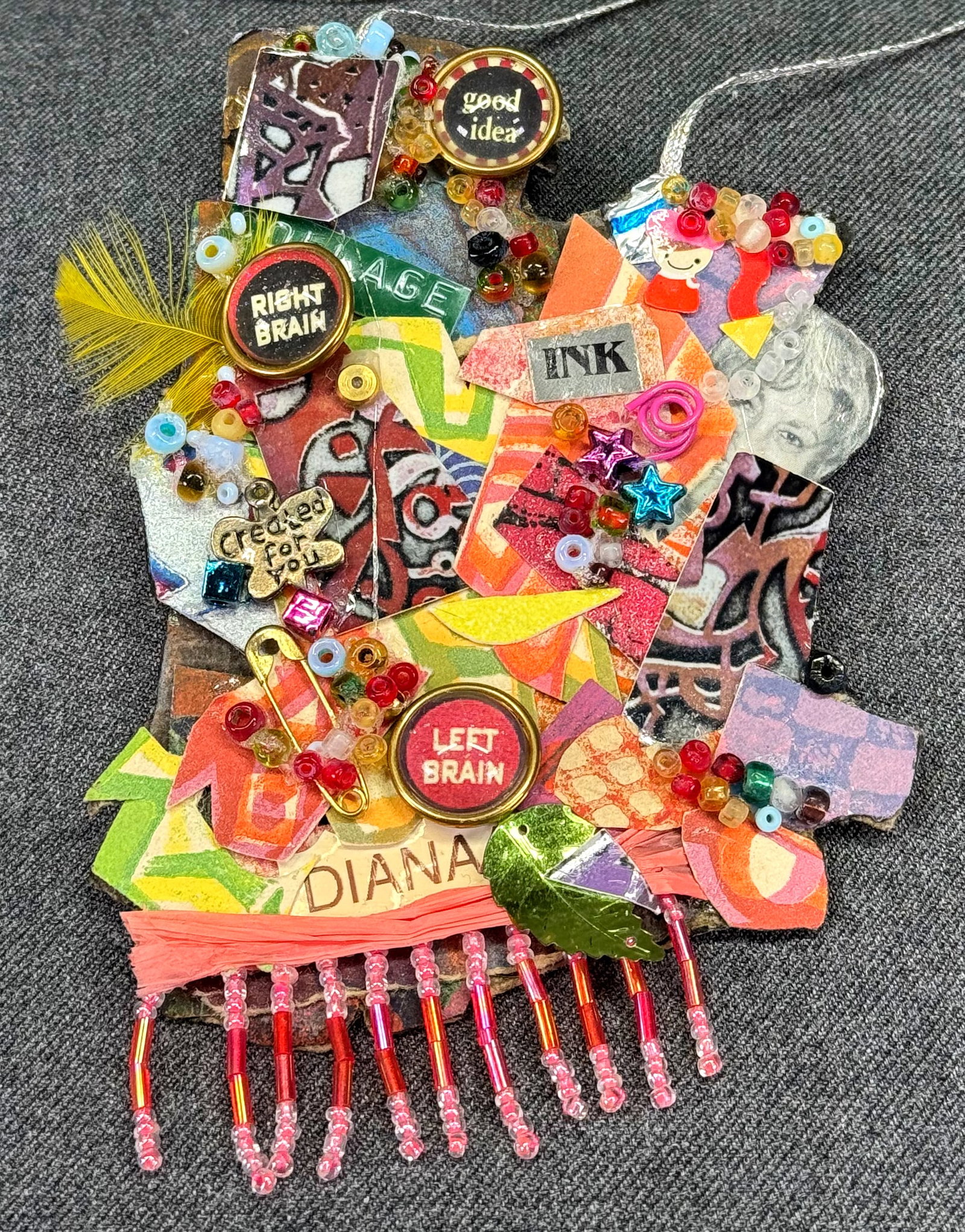 2005 Diana Spyros mixed media necklace