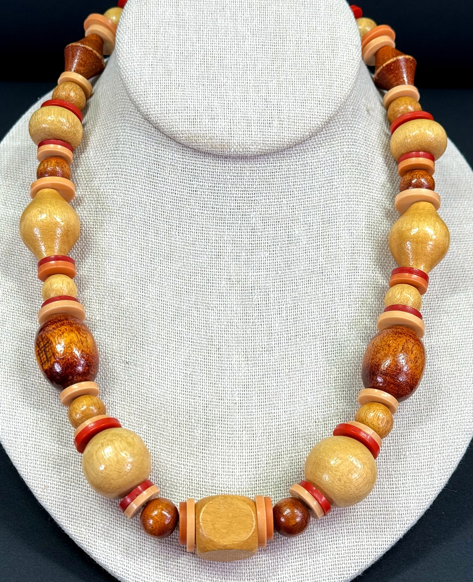 Antique art deco flapper celluloid, glass, metal & wooden beaded collar necklace.: IN HOUSE FLAT SHIPPING & HANDLING COST WITHIN ALL THE U.S. : $7 To bypass LiveShipping, and use our In-House shipping service for $7 or shipping combined for multiple lots, please select “Arrang