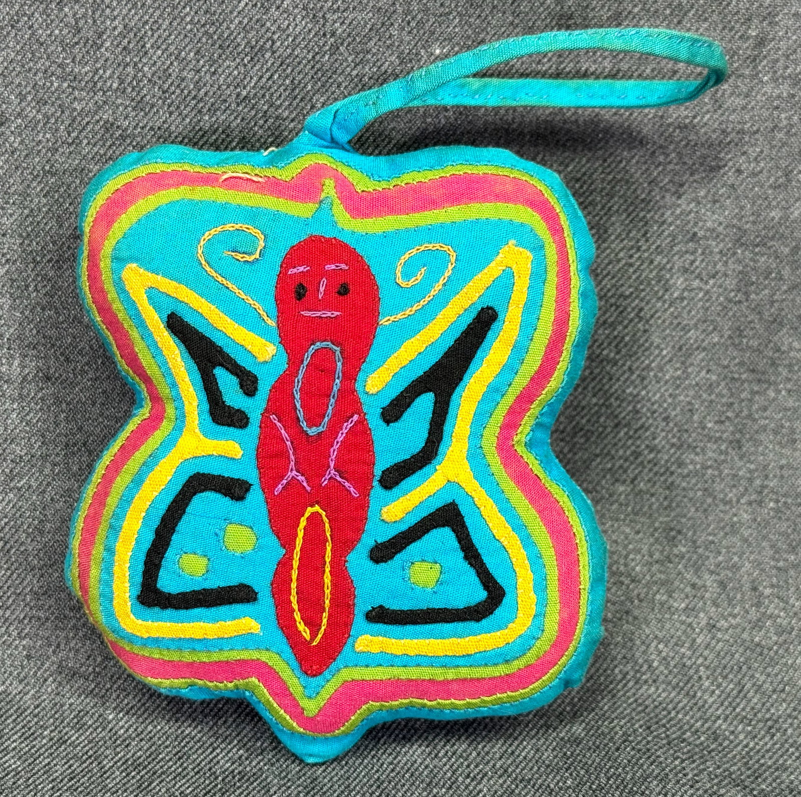 Vintage Mola Art Kuna Panama assorted butterfly ornament
