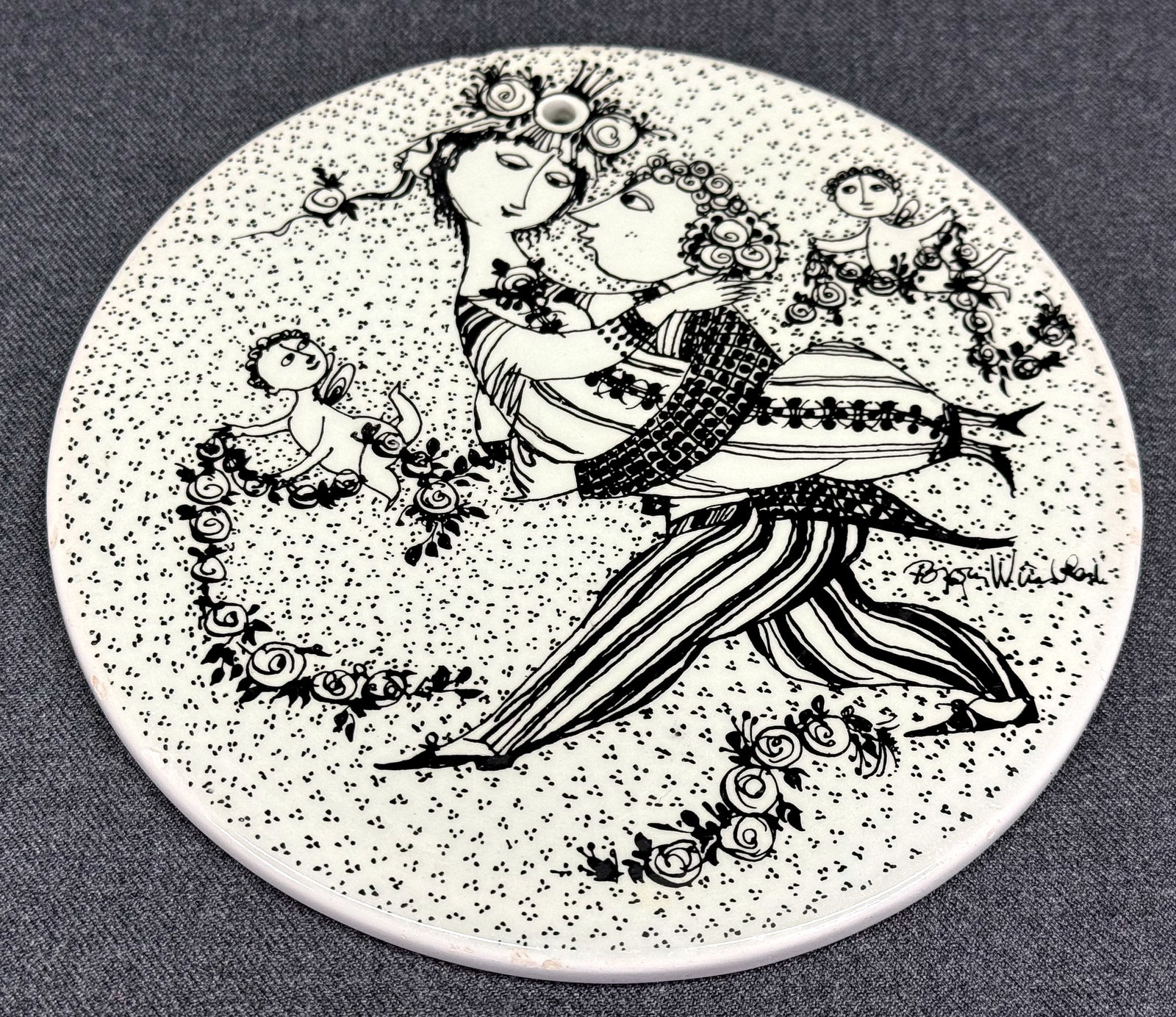 Bjorn Wiinblad Nymolle Denmark March Pottery Plaque "Victoire"