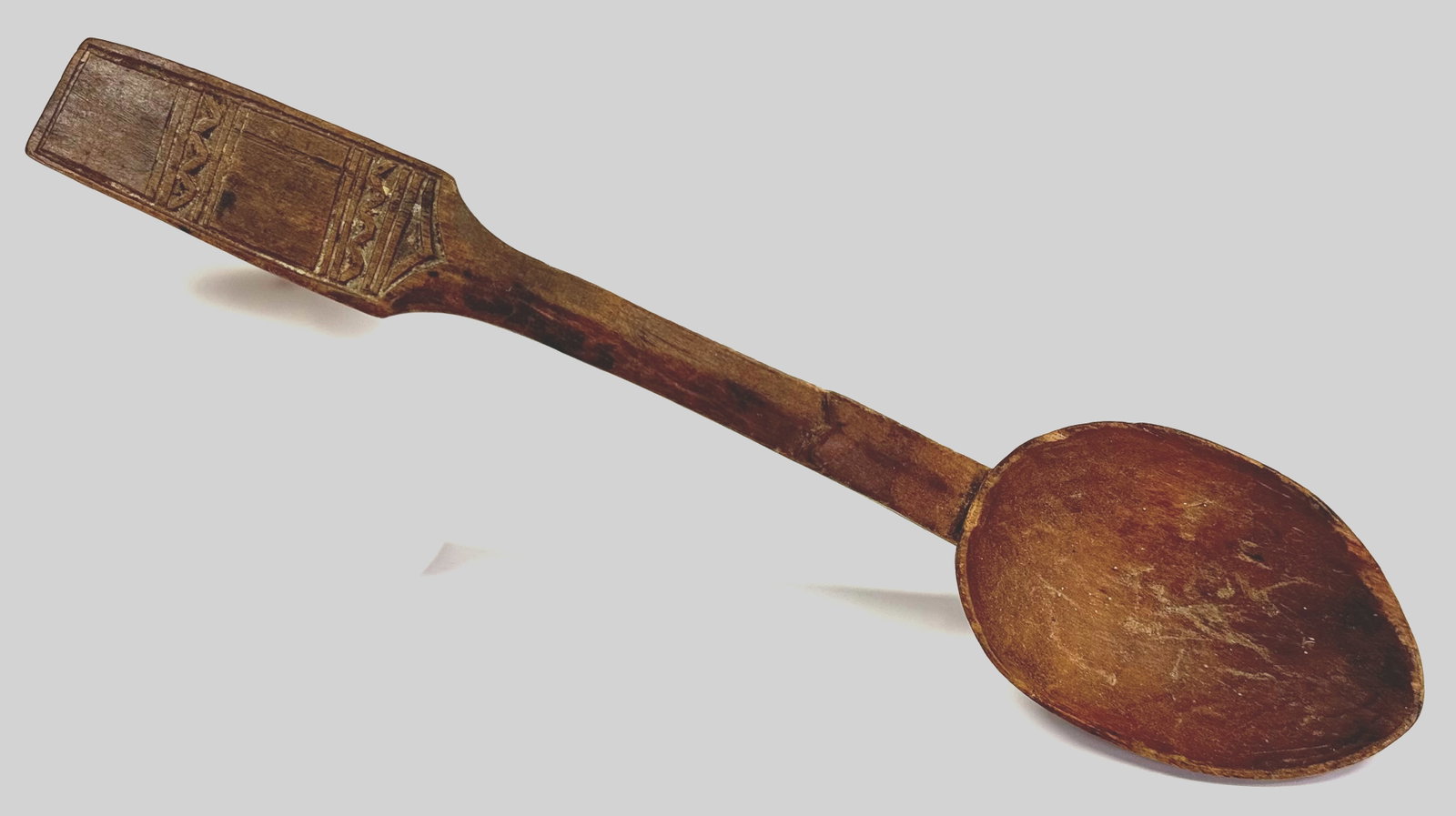 African Igbo Nigeria Spoon. Carved and decorated wood.