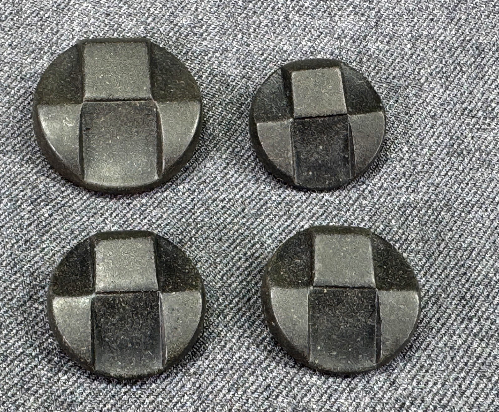 Vintage black plastic buttons. Lot of 4: IN HOUSE FLAT SHIPPING & HANDLING COST WITHIN ALL THE U.S. : $7 To bypass LiveShipping, and use our In-House shipping service for $7 or shipping combined for multiple lots, please select “Arrang