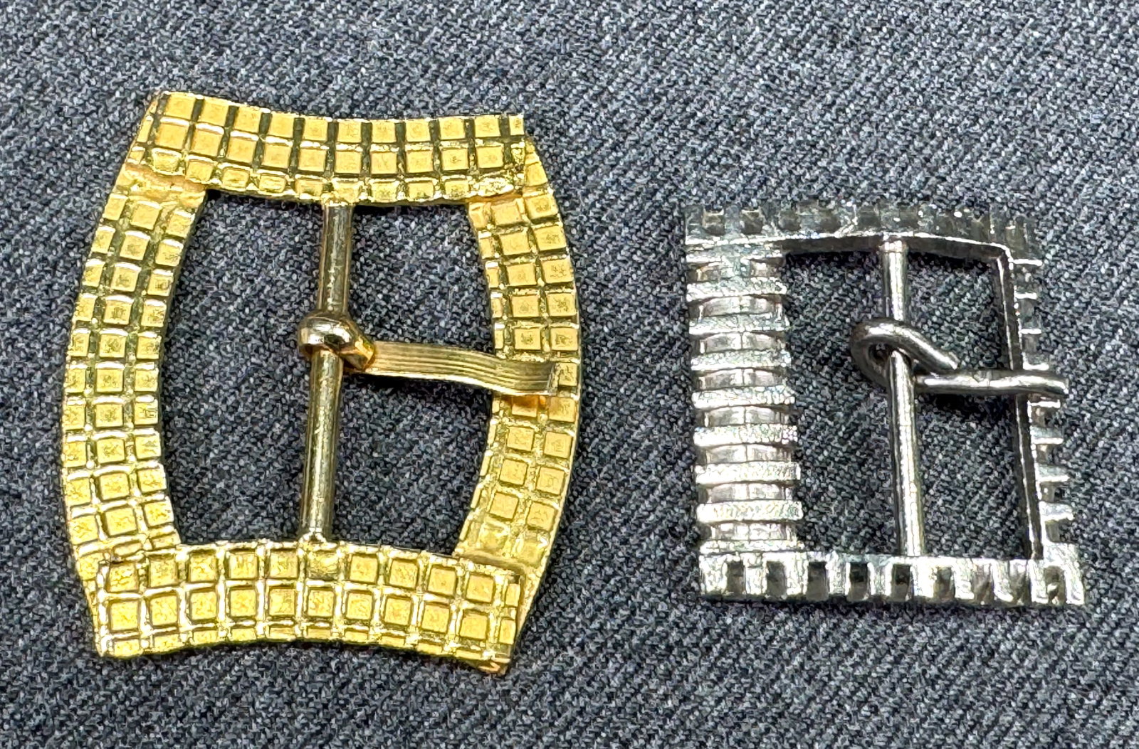 Vintage assorted silver-toned & gold-toned metal belt buckles.
