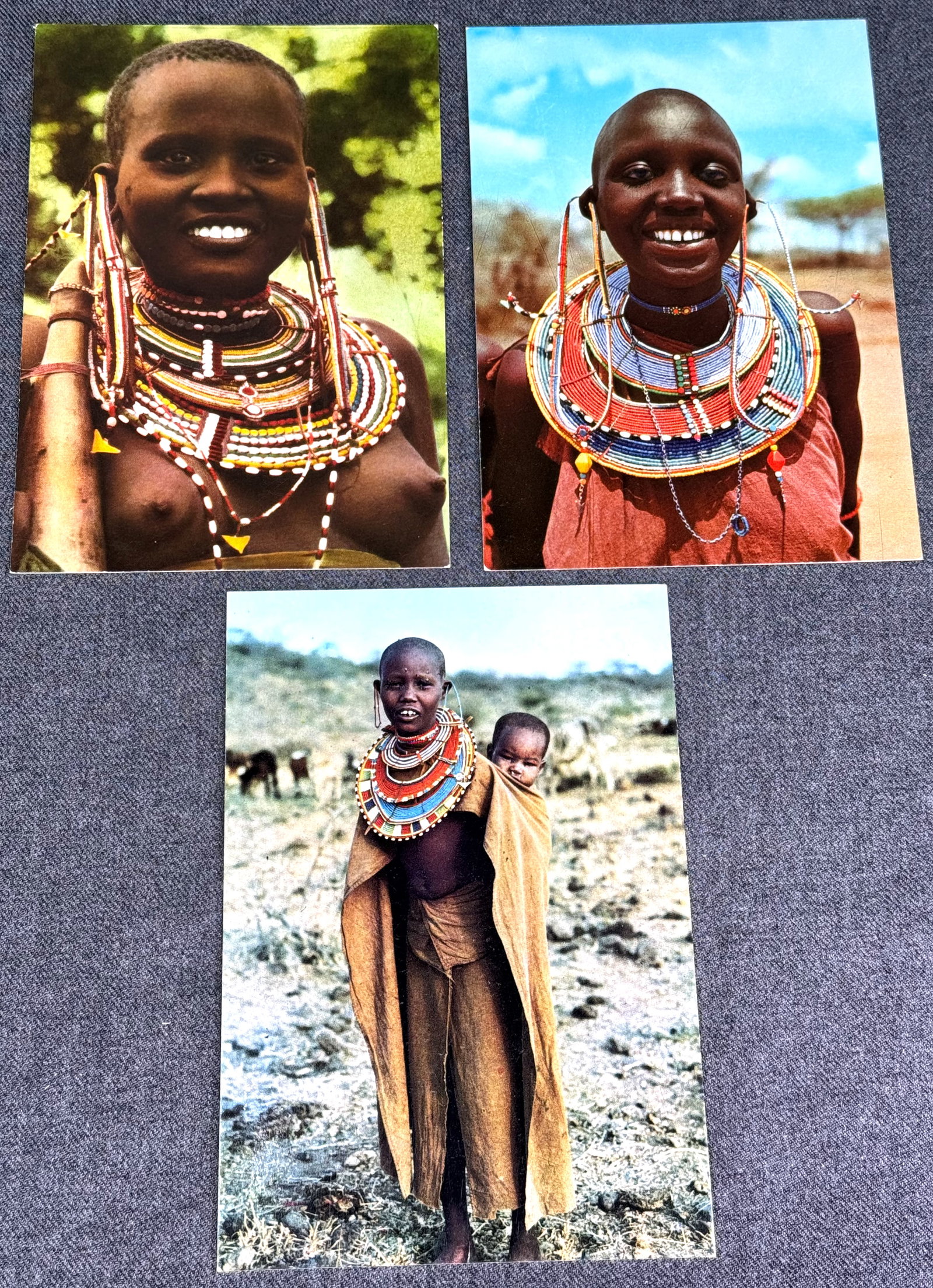 Vintage 70s African Postcards. Maasai People . Lot of 3 .