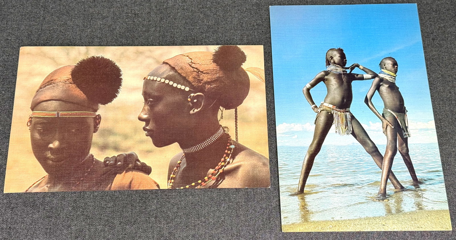 Vintage 70s African Postcards. M+P Kenya People by Mirella Ricciardi. Lot of 2 .: IN HOUSE FLAT SHIPPING & HANDLING COST WITHIN ALL THE U.S. : $7 To bypass LiveShipping, and use our In-House shipping service for $7 or shipping combined for multiple lots, please select “Arrang