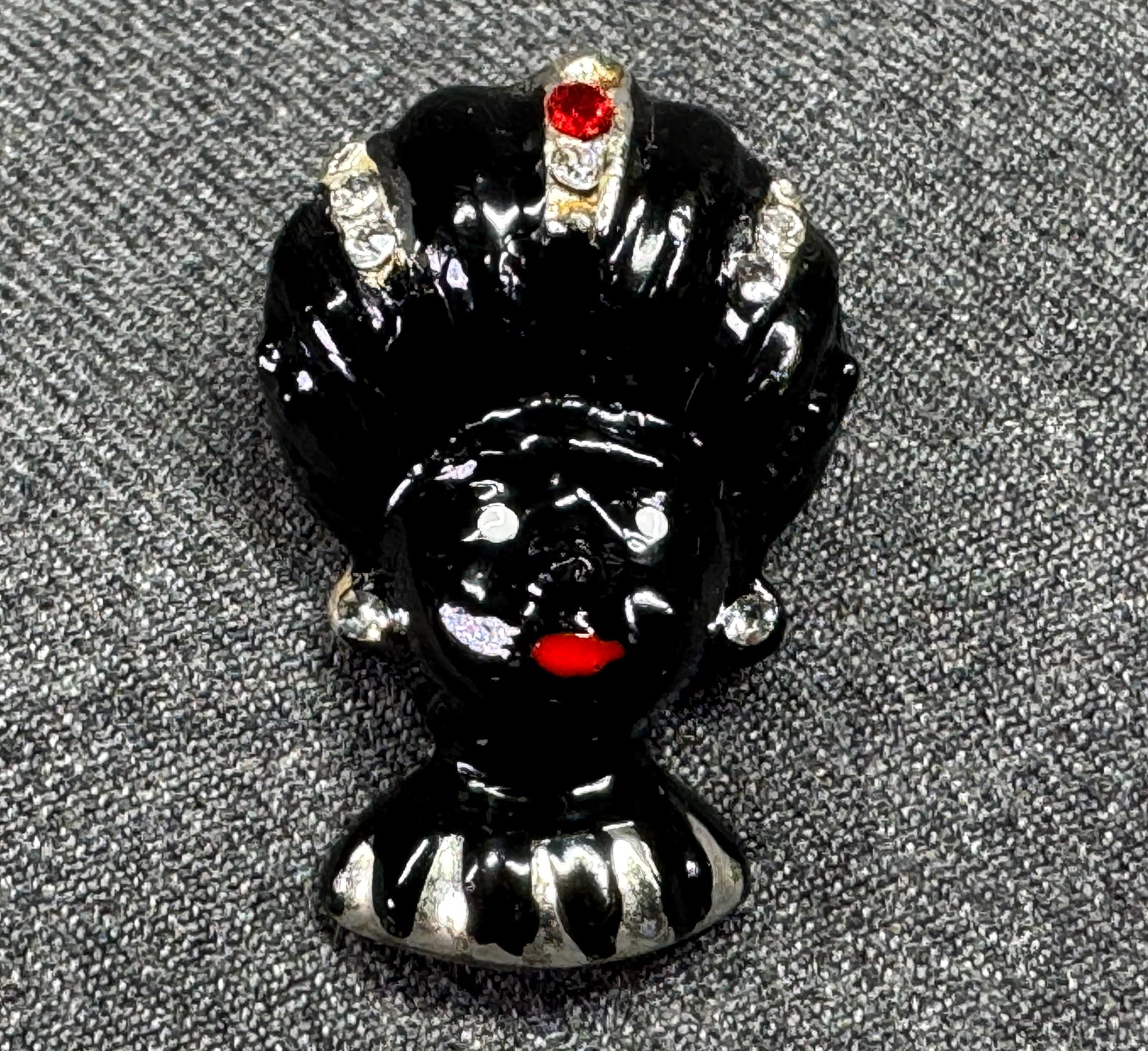 Vintage Blackamoor Enamel & Rhinestone Figural Brooch. Gold-tone. *M (1 of 4)