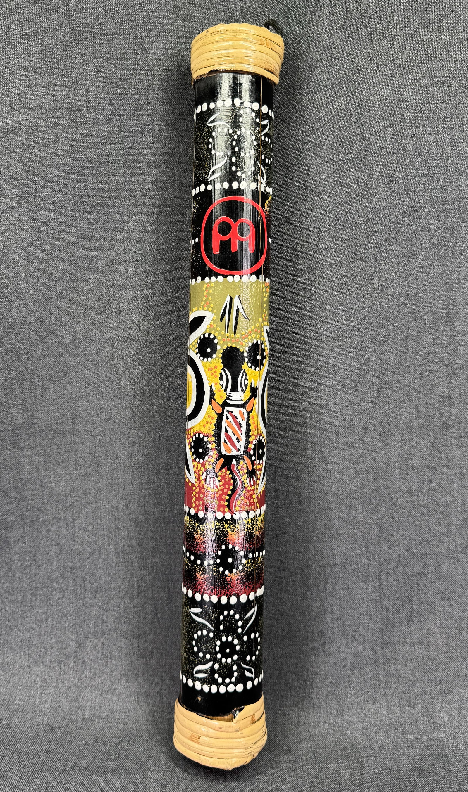 Aboriginal Style Painted Rainstick Painted wood, fiber. *M: Aboriginal Style Painted Rainstick Painted wood, fiber. For measures please refer to the pictures taken with a measuring tape. Weight: Grams. IN HOUSE FLAT SHIPPING & HANDLING COST WITHIN ALL THE U.S.