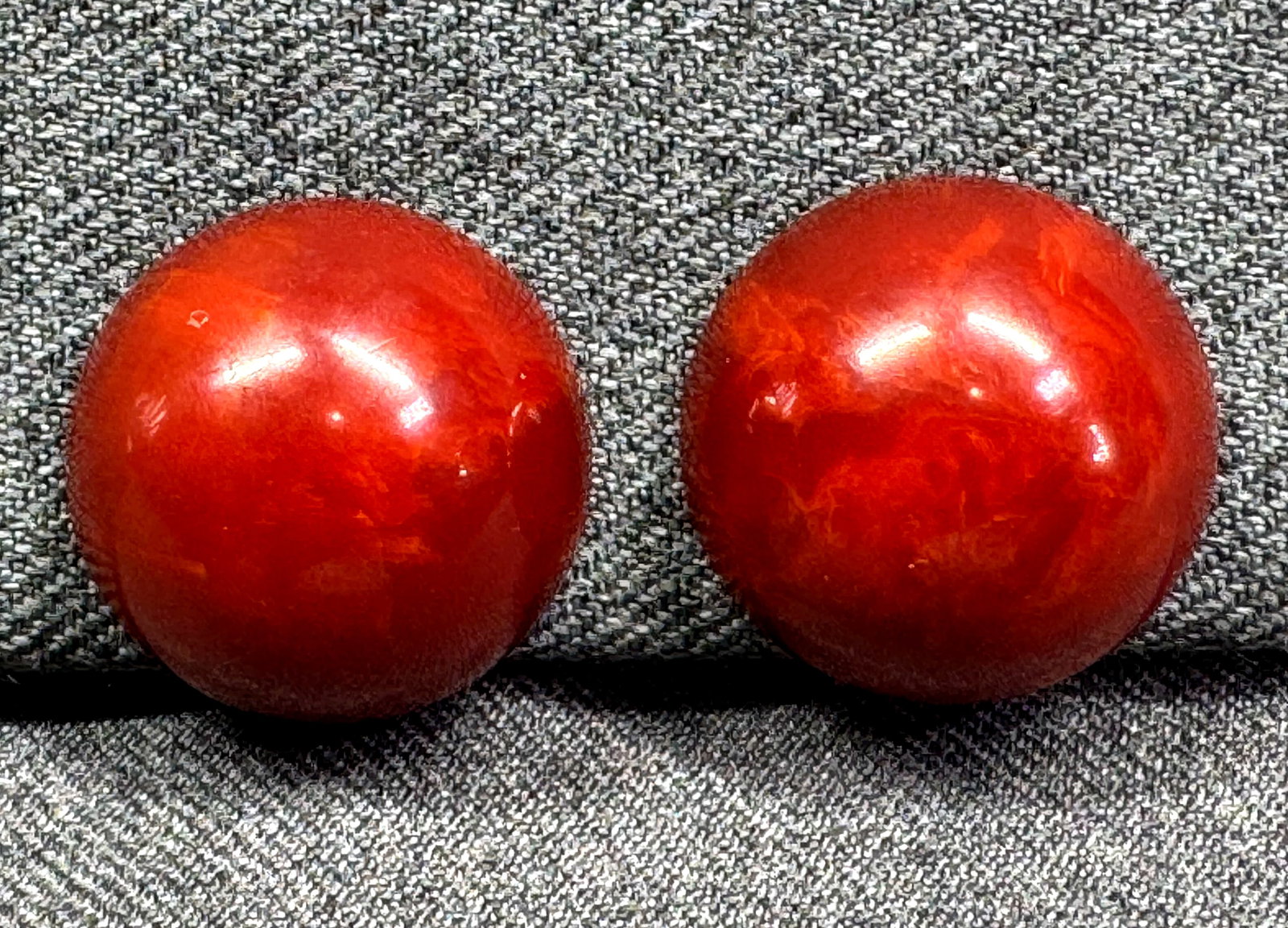 Antique Red Burgundy Swirl Bakelite Earrings. Sterling Screwback. *L (1 of 6)