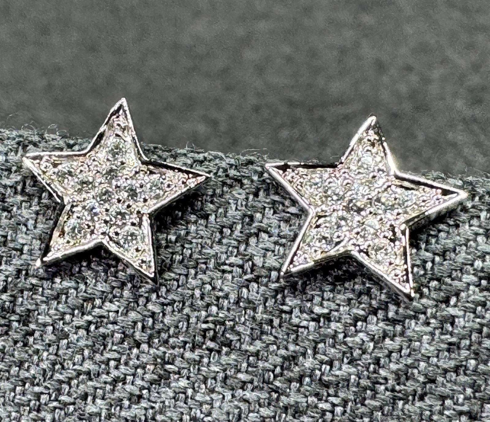 Sterling Silver Pave CZ Star Stud Earrings. *L (1 of 6)