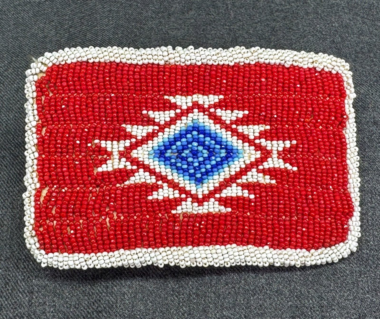 Vintage Native American Powwow Regalia Lazy Stitch Beaded Belt Buckle. 4 1/2 " *h (1 of 5)