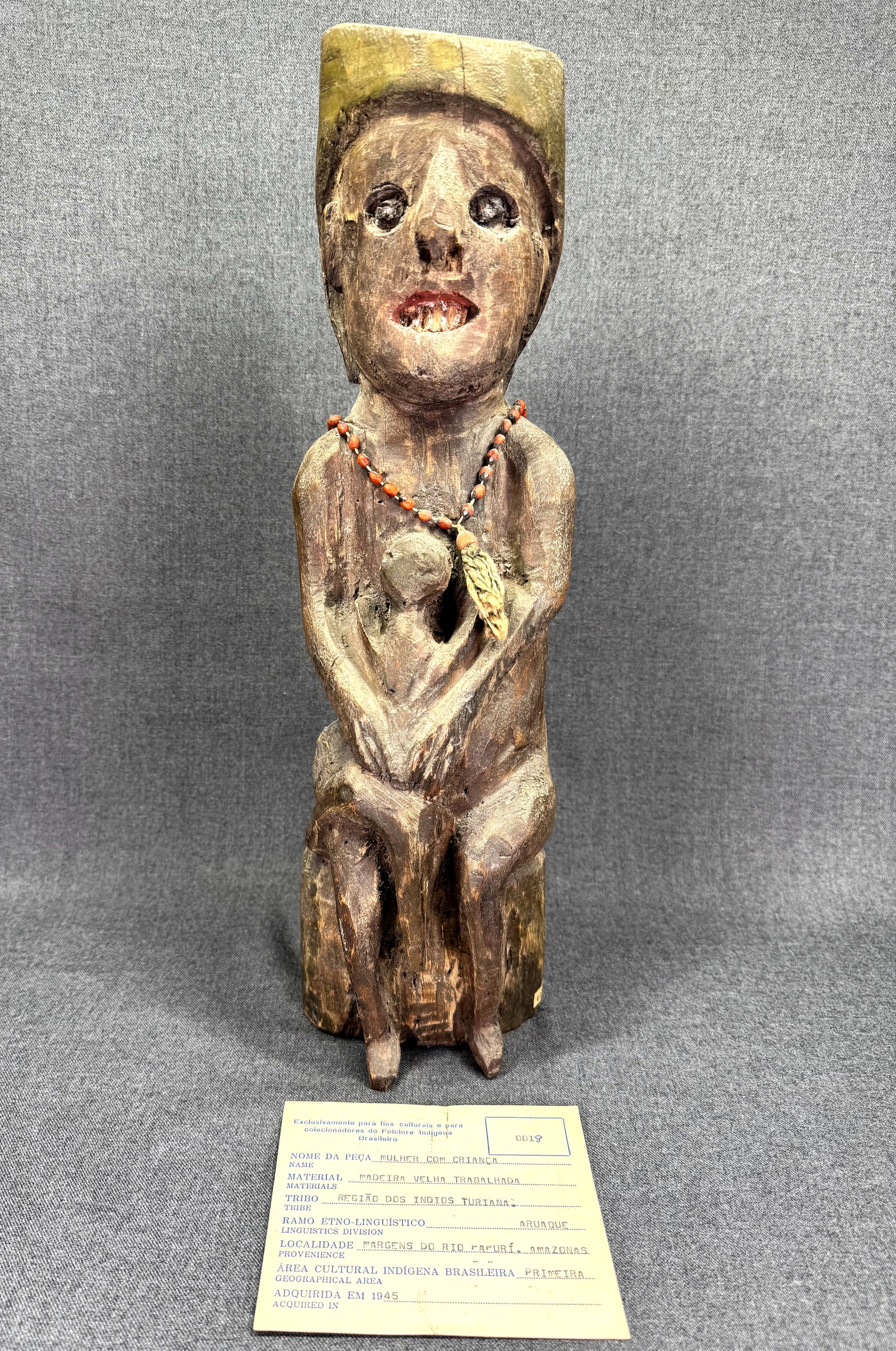 Antique Amazonian Tariano Figure. Coll. 1945 with COA (1 of 14)