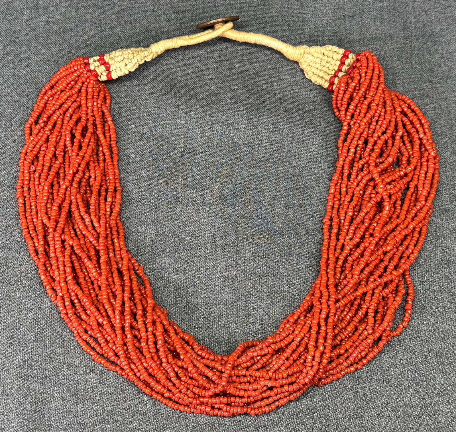 Naga Burma / India Necklace. Glass beads, coin clasp. *d: Naga Burma / India Necklace. Glass beads, coin clasp. Unmarked. For measures please refer to the pictures taken with a measuring tape. IN HOUSE FLAT SHIPPING & HANDLING COST WITHIN ALL THE U.S. : $8. 