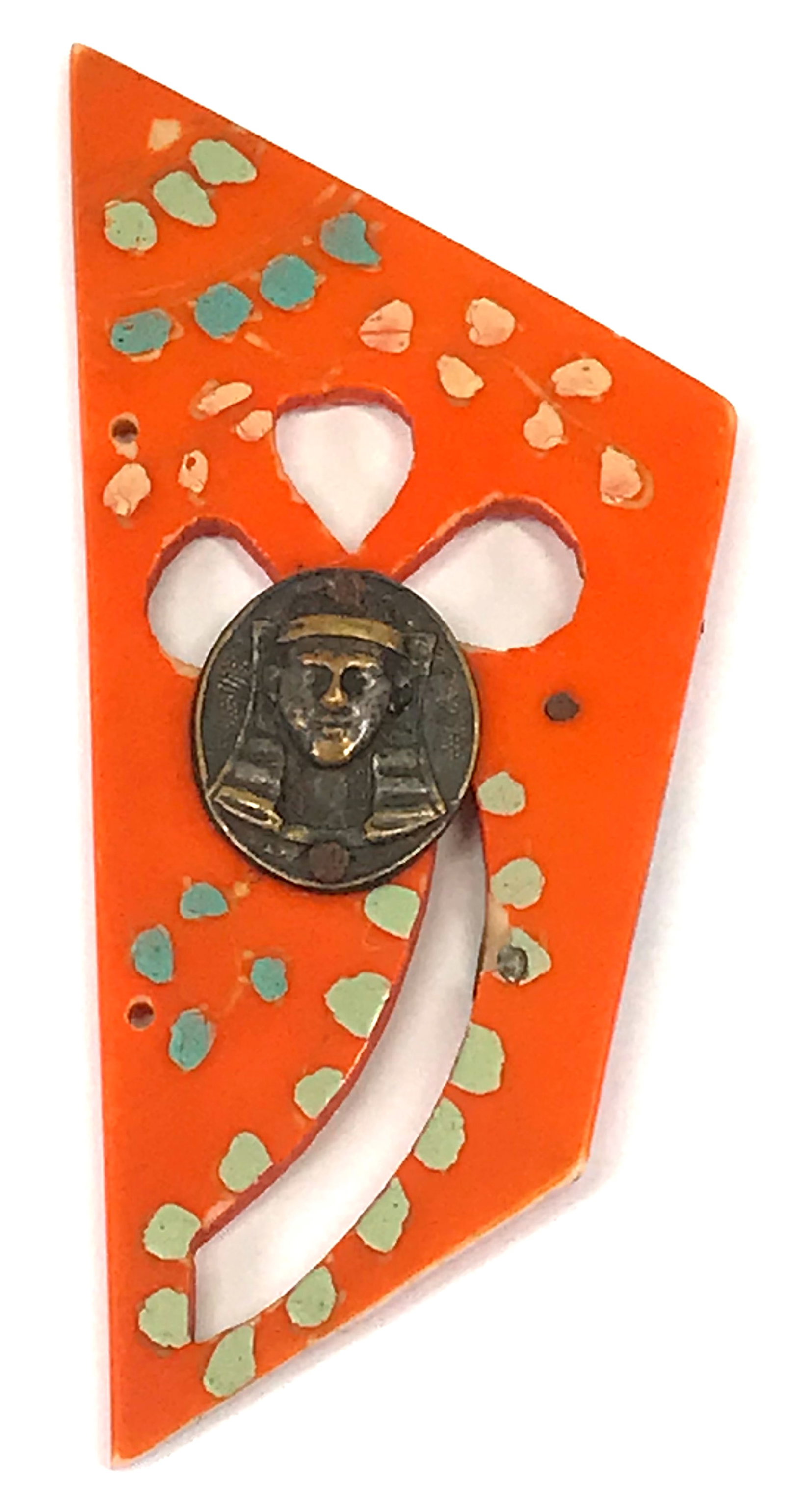 Vintage egyptian revival pharaoh medal cab celluloid piece for repurpose.: IN HOUSE FLAT SHIPPING & HANDLING COST WITHIN ALL THE U.S. : 7 To bypass LiveShipping, and use our In-House shipping service for 7 or shipping combined for multiple lots, please select “Arrange 