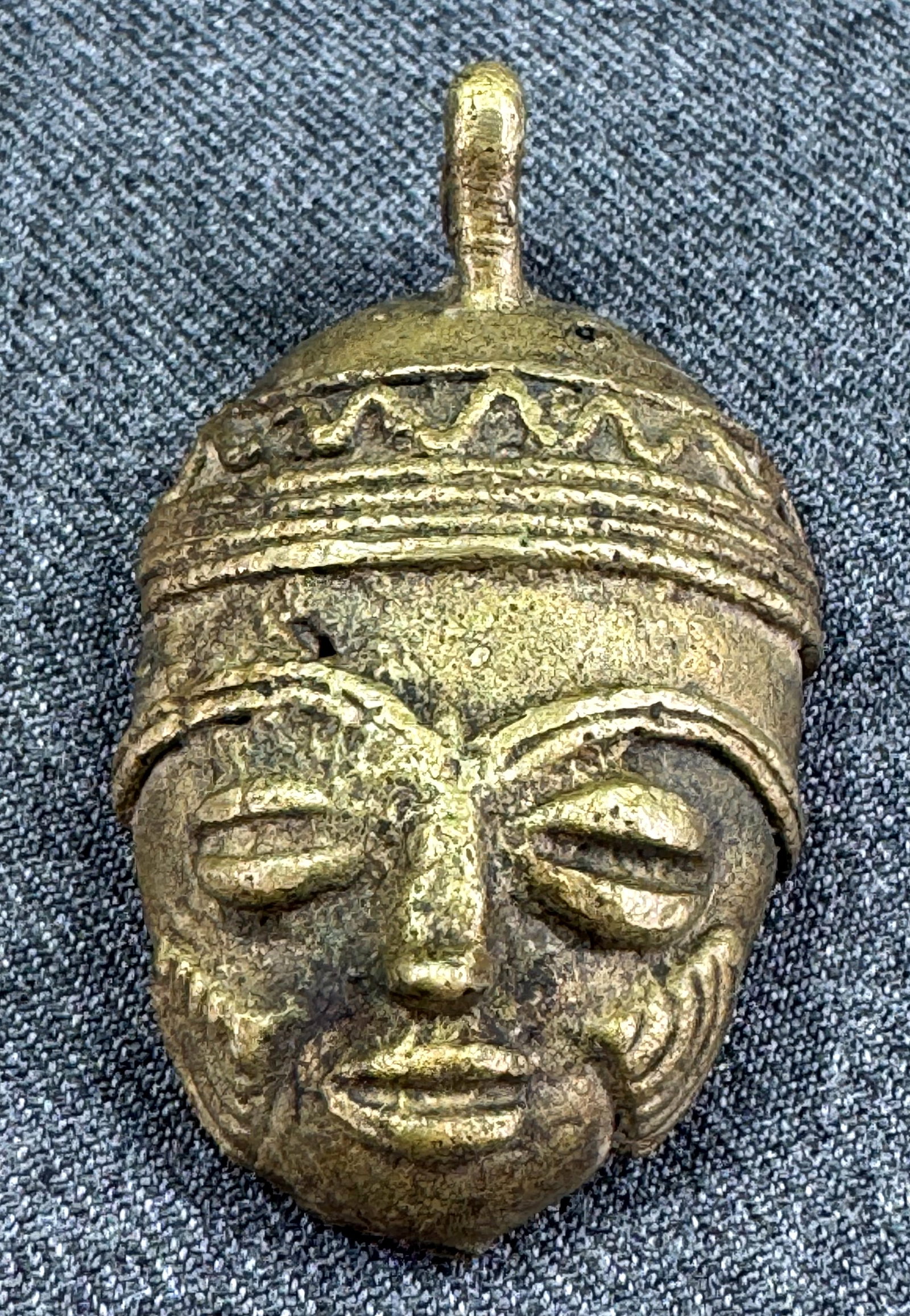 Vintage African Ashanti Ghana solid bronze face pendant (1 of 5)