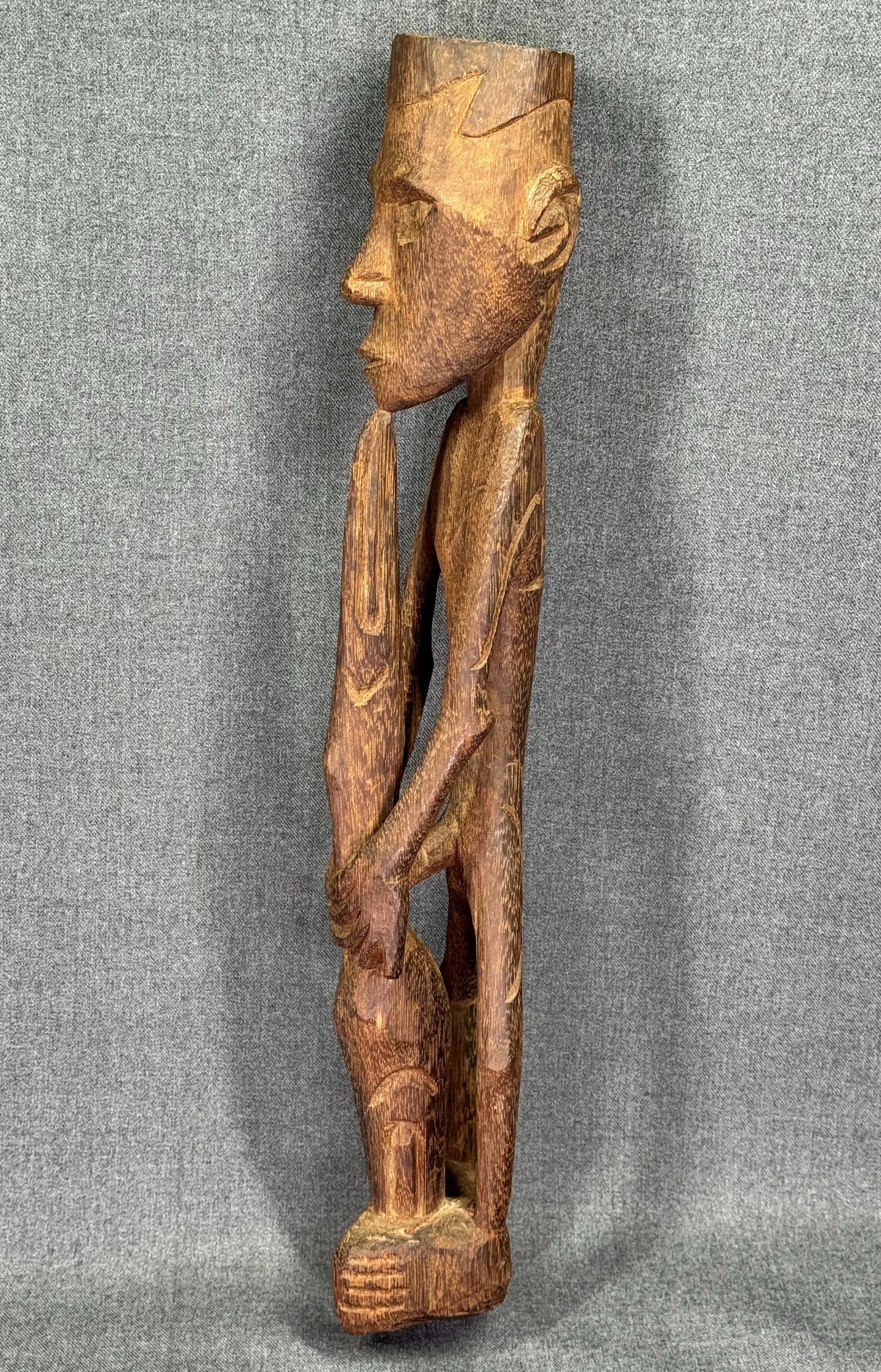 Papua New Guinea Asmat Figure with Bird. Carved wood. *L (1 of 10)